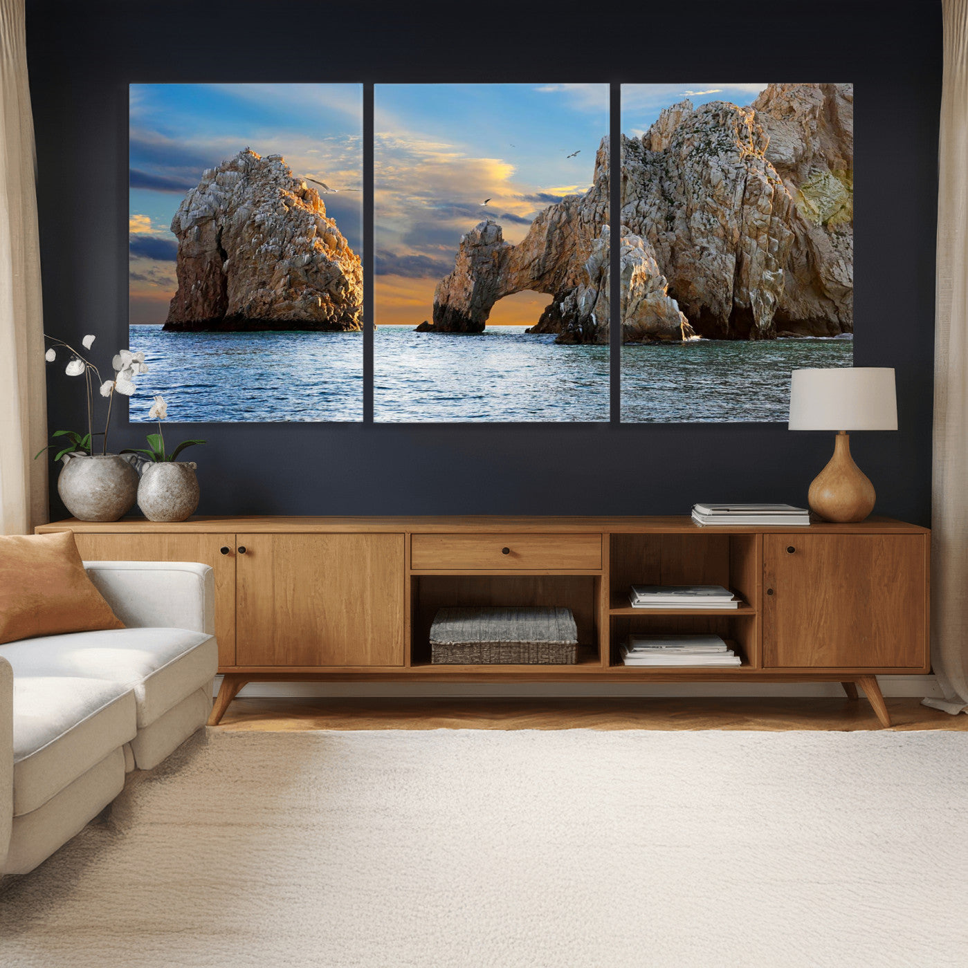 63505689-MGV-CV-36X24 - El Arco Cabo San Lucas Ocean Arch Wall Art Canvas Print, Baja California Rock Arch Seascape Canvas Print, Mexico Coastal Landmark Scenic Art Printing