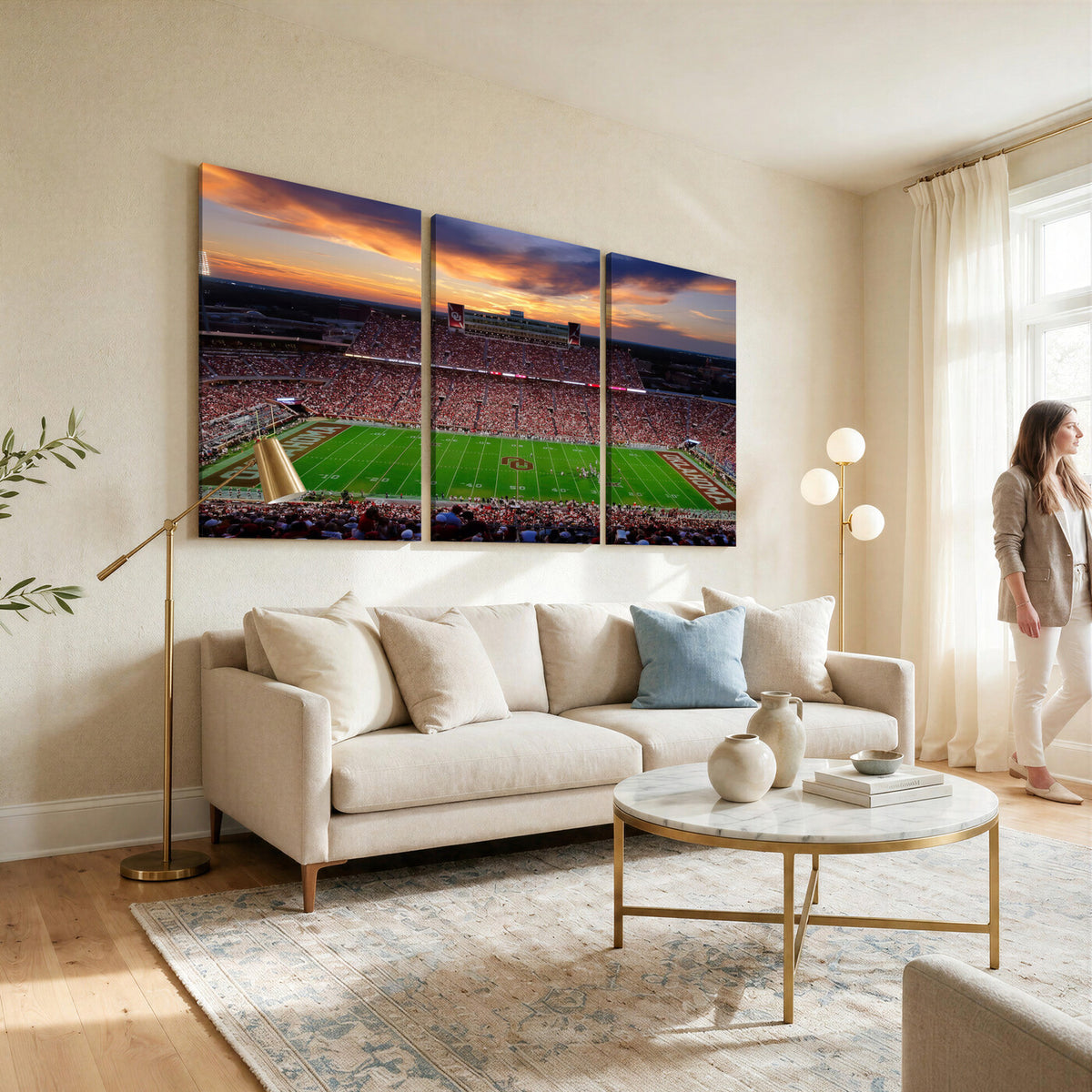 51457497-MGV-CV-36X24 - Oklahoma Sooners Stadium Wall Art Canvas Print, College Football Decor