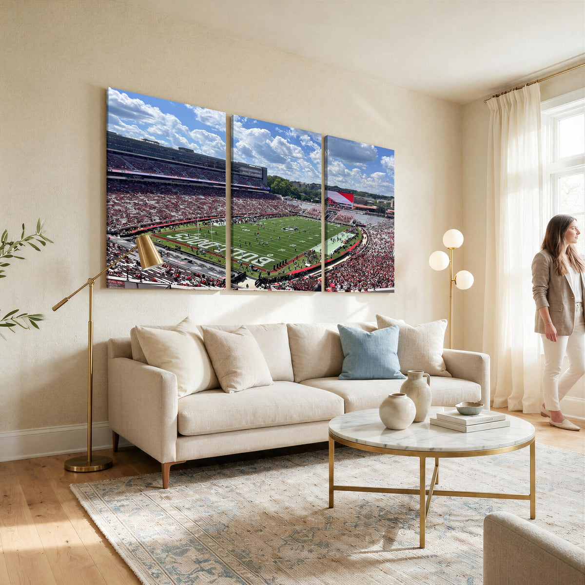 10665453-MGV-CV-36X24 - Georgia Bulldogs Stadium Wall Art Canvas Print, Sanford, Framed and Ready to Hang