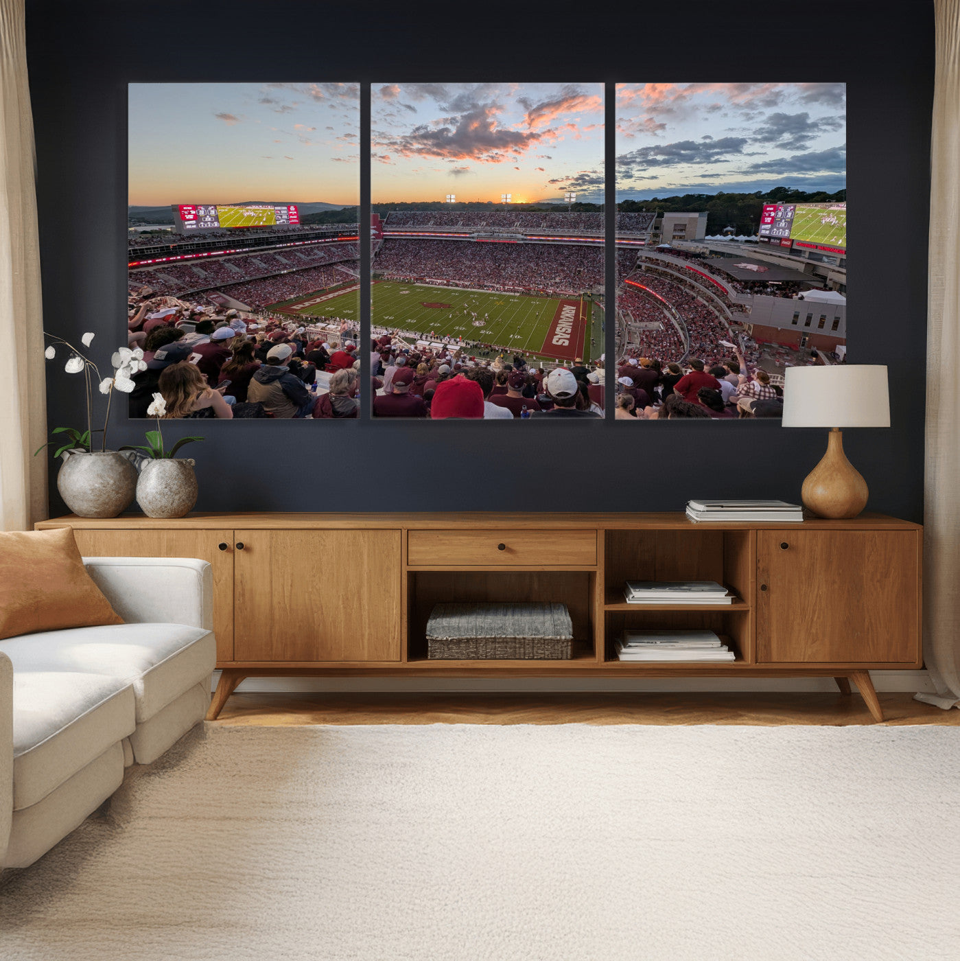 71837429-MGV-CV-36X24 - Donald W. Reynolds Razorback Stadium Wall Art Canvas Print – Arkansas Razorbacks Football Artwork for Home, Office, and Sports Room Decor