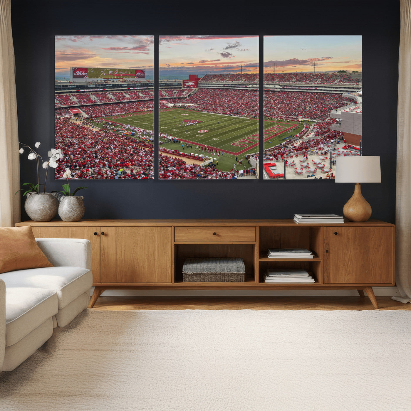 82233065-MGV-CV-36X24 - Donald W. Reynolds Razorback Stadium Wall Art Canvas Print – Arkansas Razorbacks Football Artwork for Home, Office, and Sports Room Decor