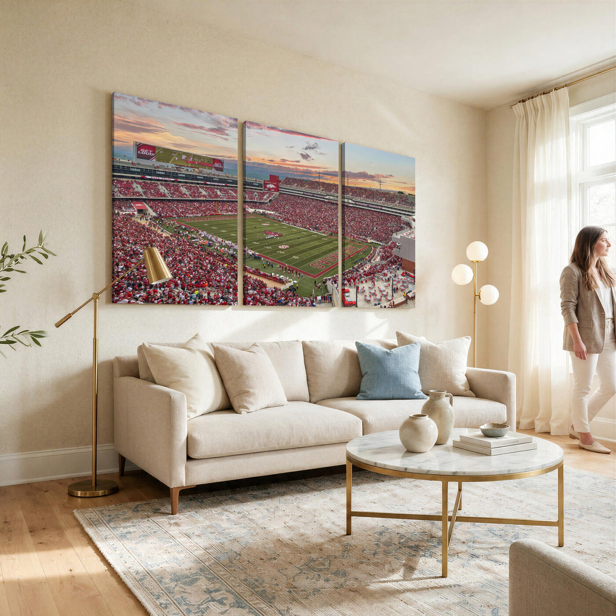 82233065-MGV-CV-36X24 - Donald W. Reynolds Razorback Stadium Wall Art Canvas Print – Arkansas Razorbacks Football Artwork for Home, Office, and Sports Room Decor