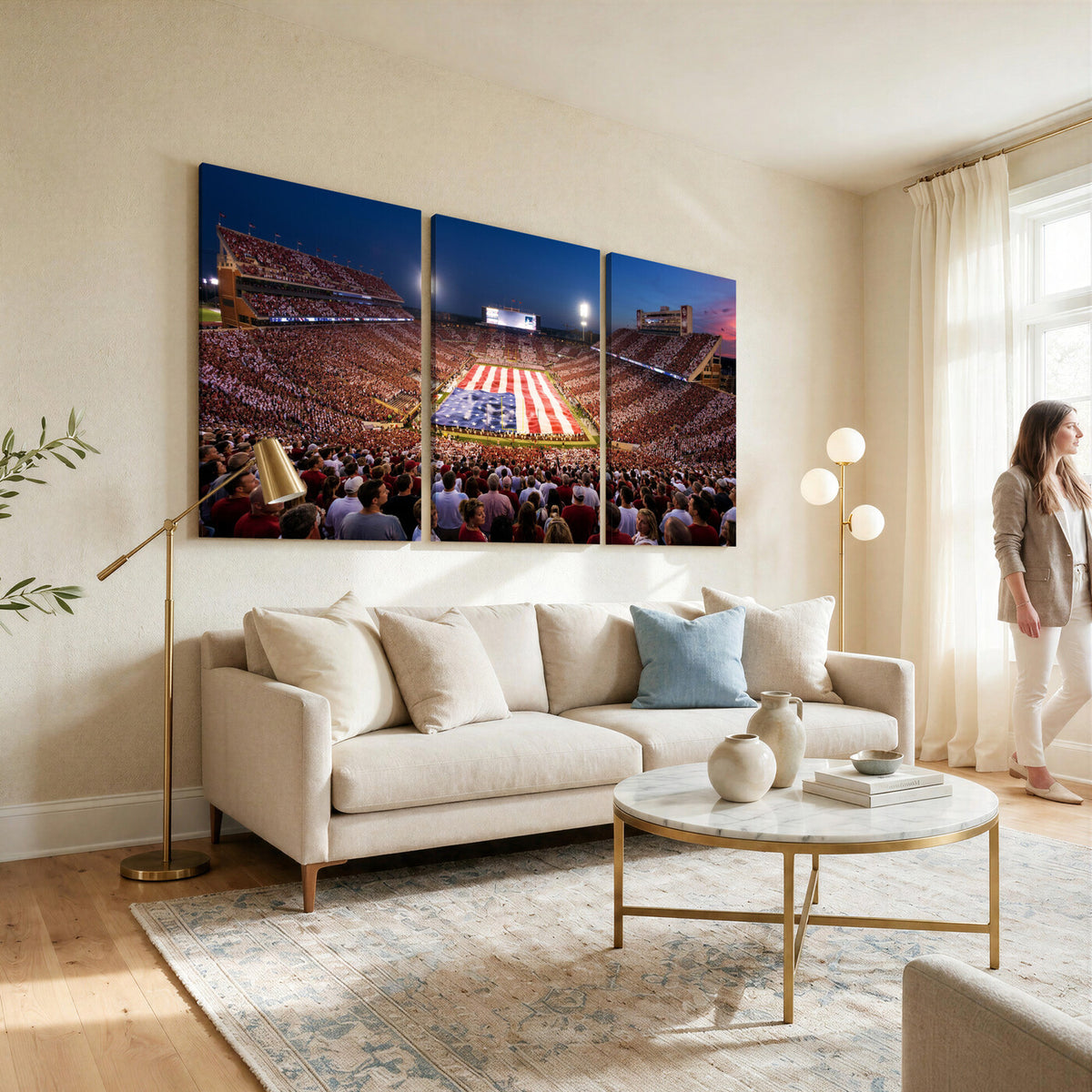 59917418-MGV-CV-36X24 - Oklahoma Memorial Stadium Wall Art Canvas Print | Oklahoma Sooners Football Artwork for Home, Office, and Sports Room Decor