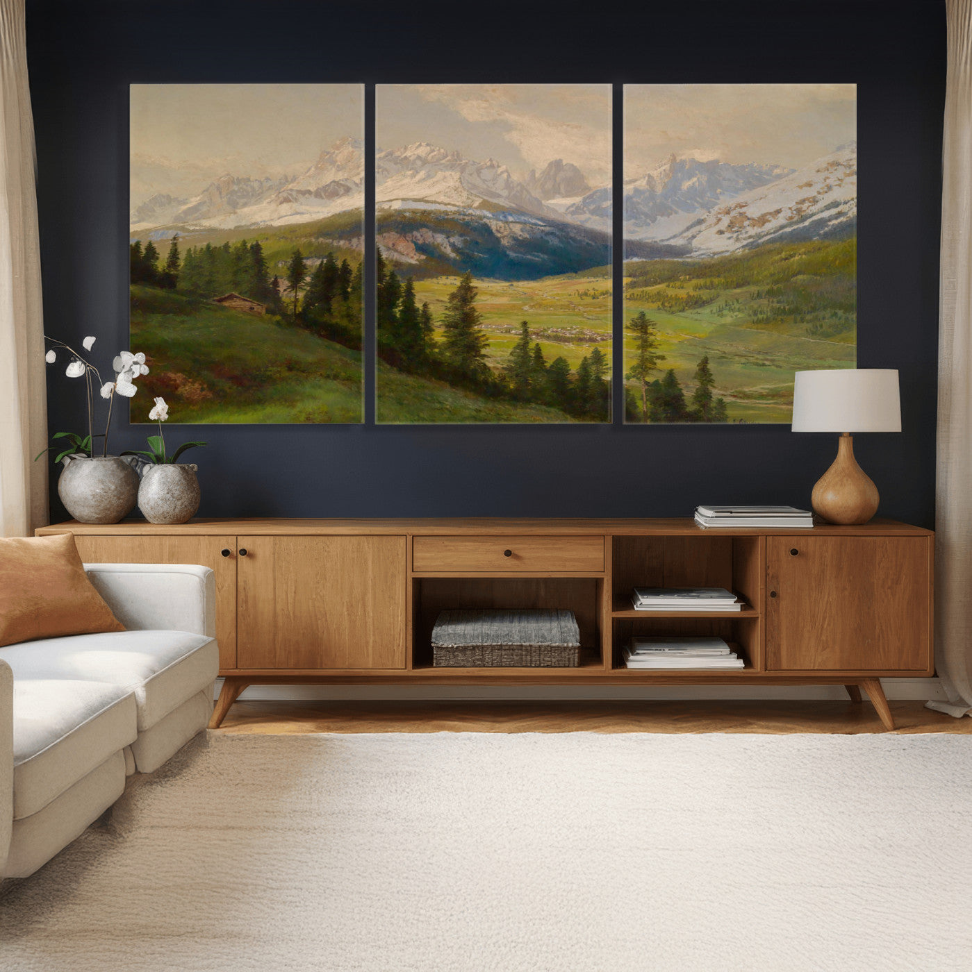 60864994-MGV-CV-36X24 - Konrad Petrides View From Mount Helm Wall Art Canvas Print - Watercolor Sexten and the Sextener Sonnenuhr Art Canvas Print