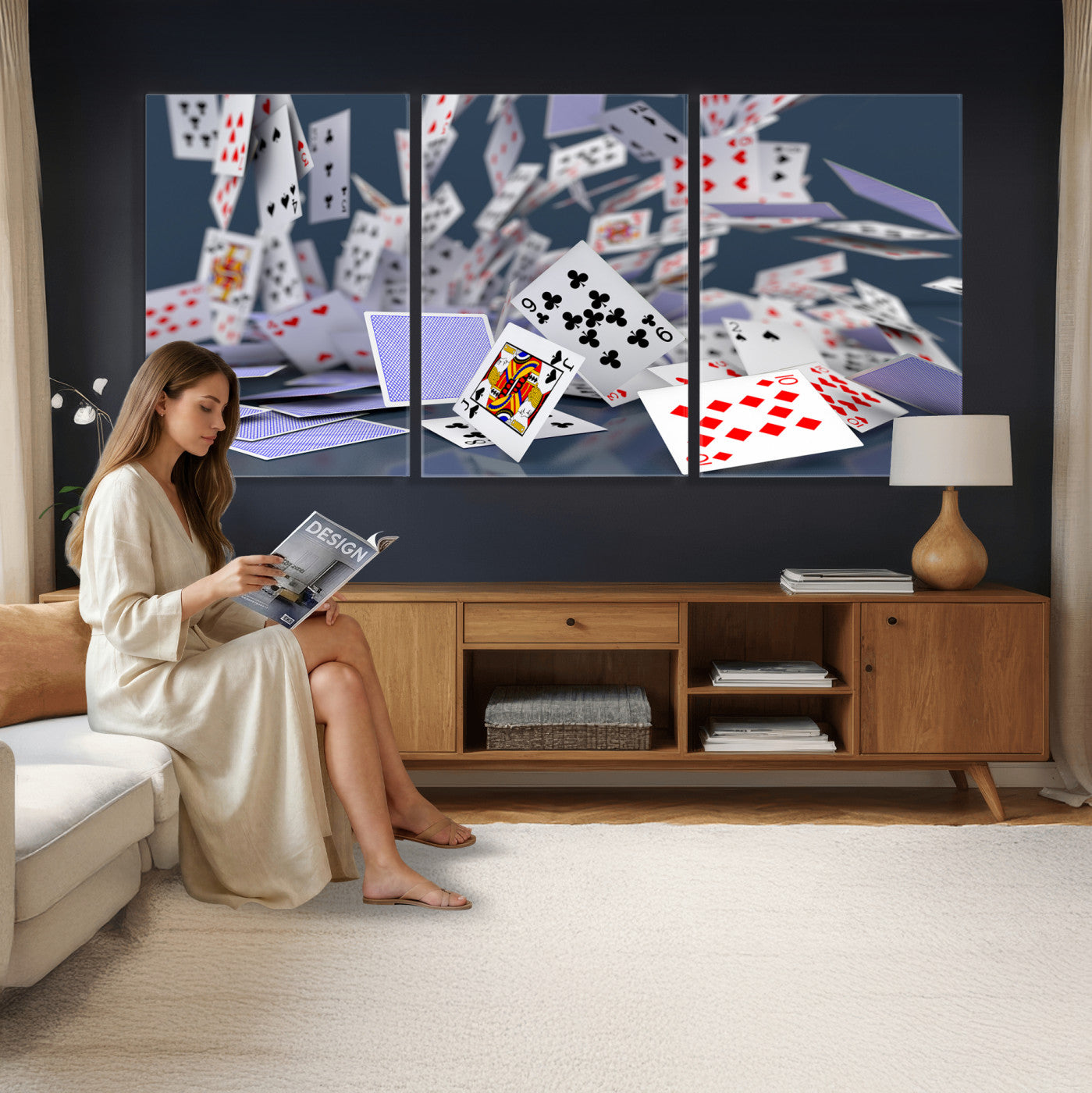 66392185-MGV-CV-36X24 - Playing Cards Canvas Wall Art | Casino Game Room Decor, Poker Decor Art