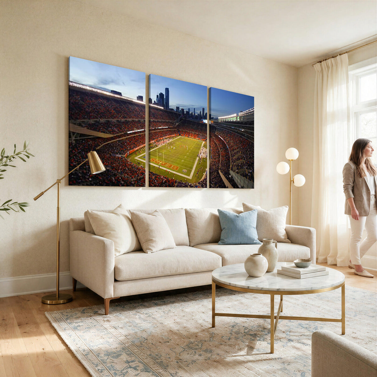 50691720-MGV-CV-36X24 - Chicago Bears Soldier Field Canvas Wall Art, NFL Stadium Panorama Print, Football Arena Photography for Sports Fans