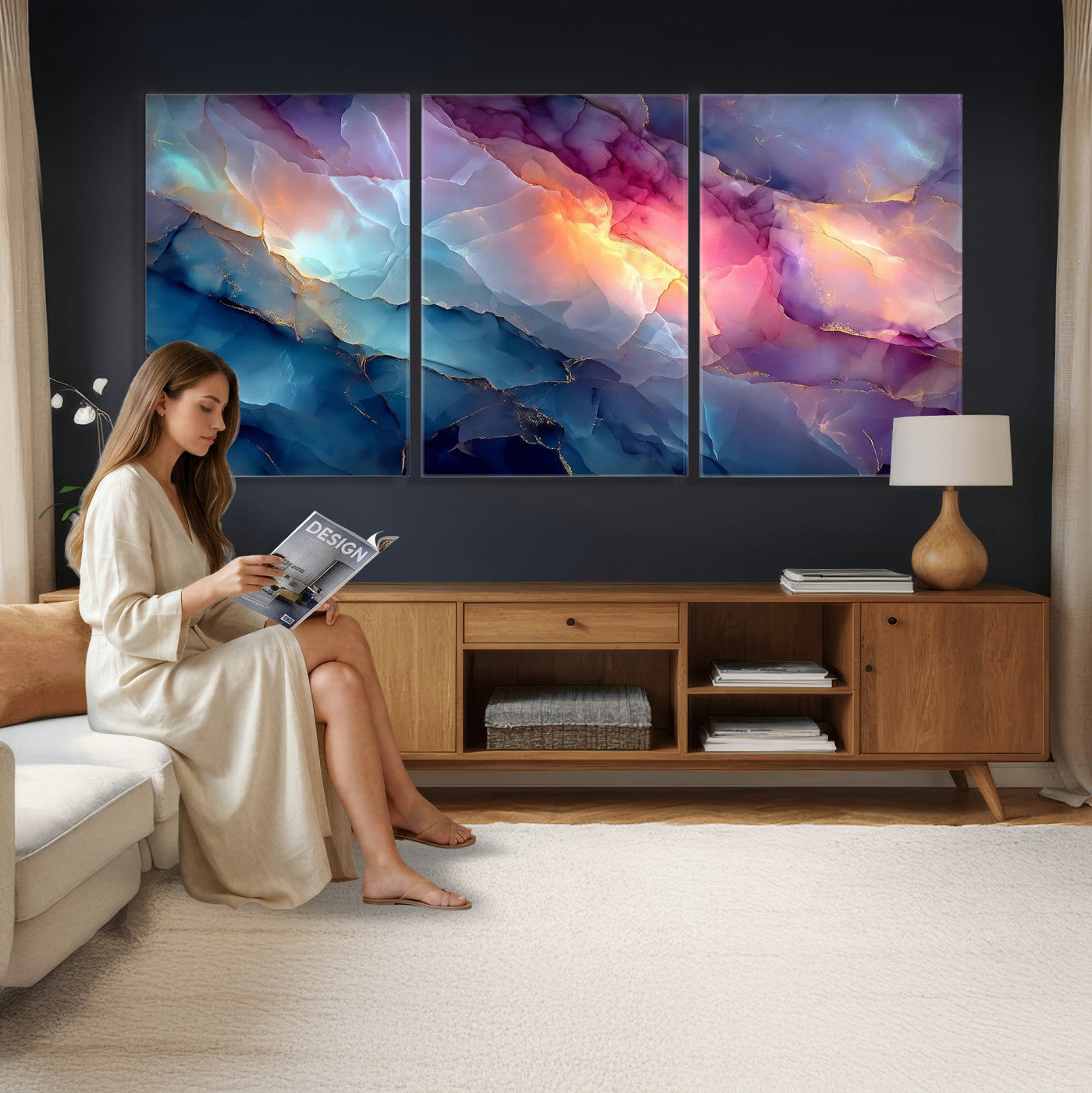 28163849-MGV-CV-36X24 - Colorful Abstract Canvas Wall Art Print, Vibrant Popup Color Art Print