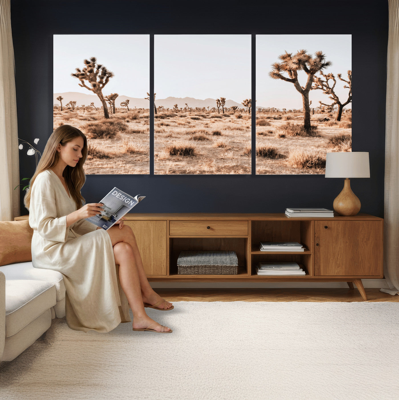 33549408-MGV-CV-36X24 - Joshua Tree Desert Canvas Wall Art Print - Desert Landscape Photography, Boho Southwest Wall Decor, Nature Canvas, Ready to Hang