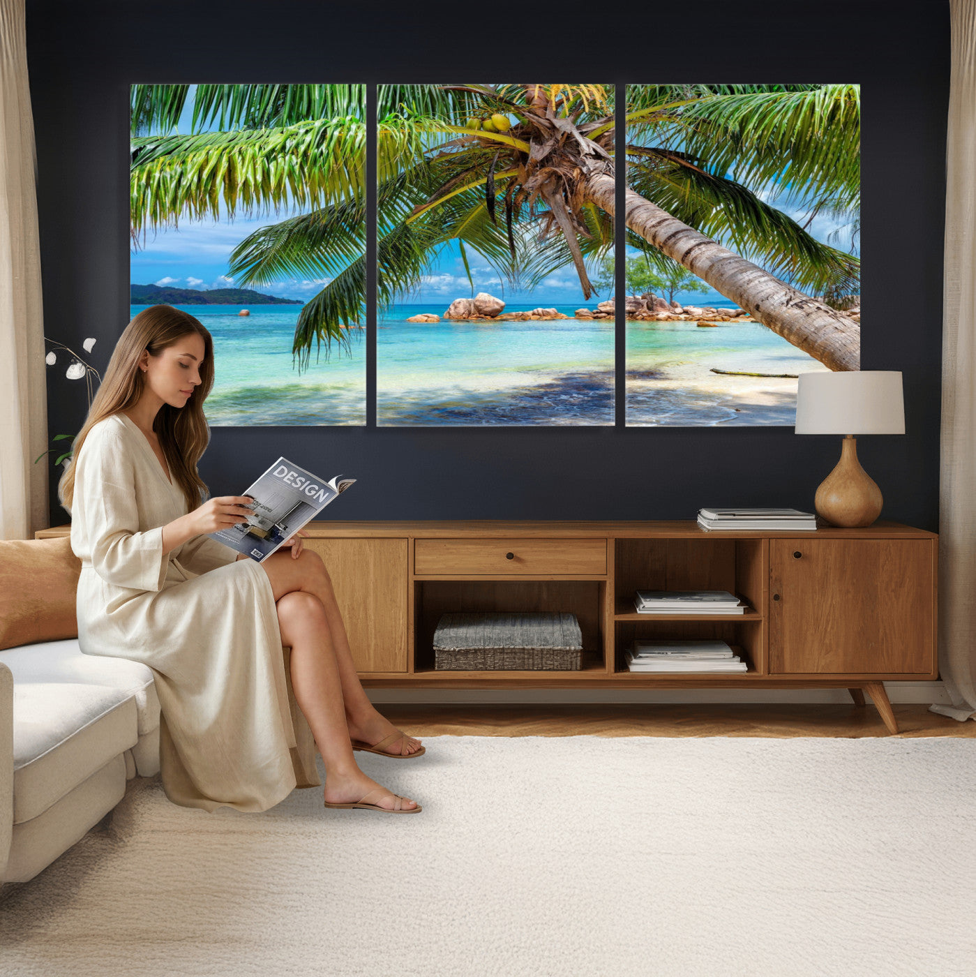 86824715-MGV-CV-36X24 - Seychelles Beach Canvas Wall Art - Anse Volbert Praslin Island Print