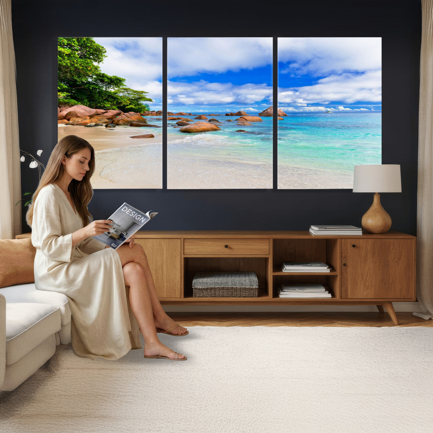 81980382-MGV-CV-36X24 - Seychelles Beach Canvas Wall Art - Anse Intendance Turquoise Ocean Print
