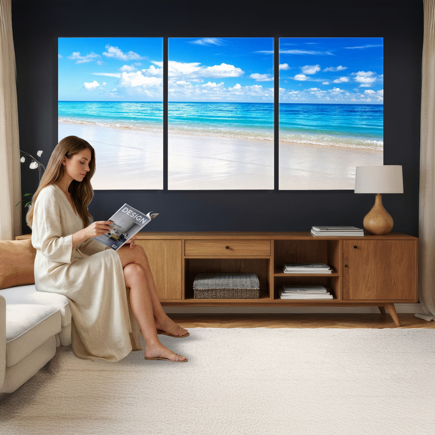 67491909-MGV-CV-36X24 - Tropical Beach Ocean Wall Art Canvas Print for Home Decor