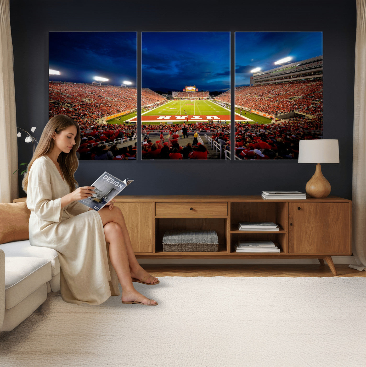 74019251-MGV-CV-36X24 - Rice-Eccles Stadium Wall Art Canvas Print - Utah Salt Lake City Stadium Print
