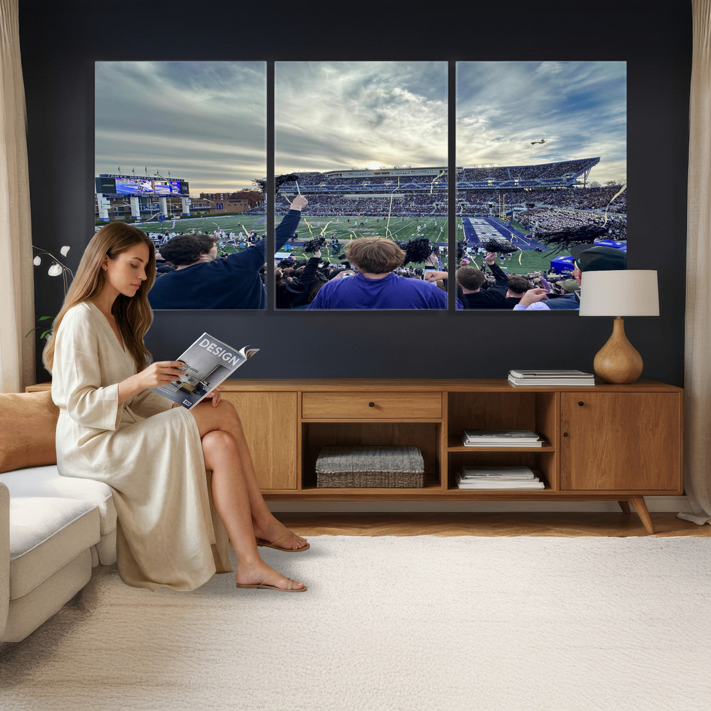 400867JMU-MGV-CV-36X24 - JMU Stadium Wall Art Canvas Print for Game Room Decor - James Madison University Stadium