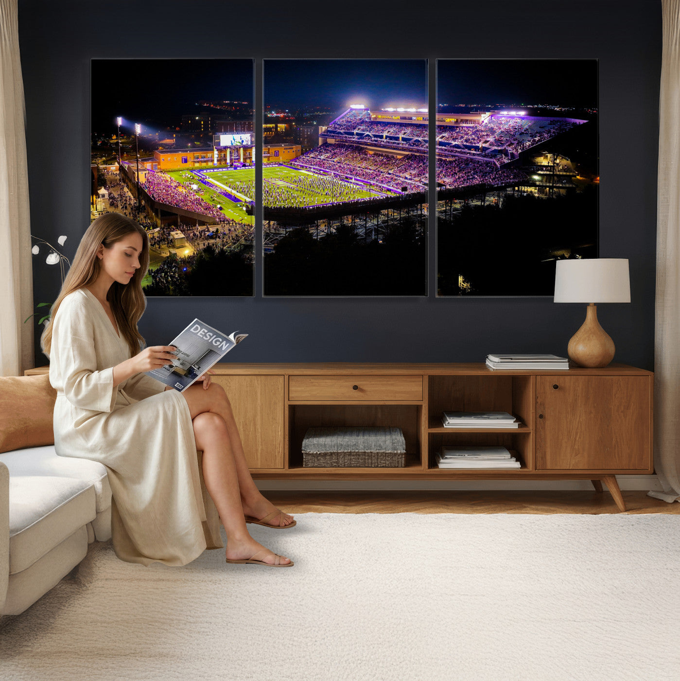 400867JMU2-MGV-CV-36X24 - JMU Stadium Wall Art Canvas Print for Game Room Decor - James Madison University Stadium