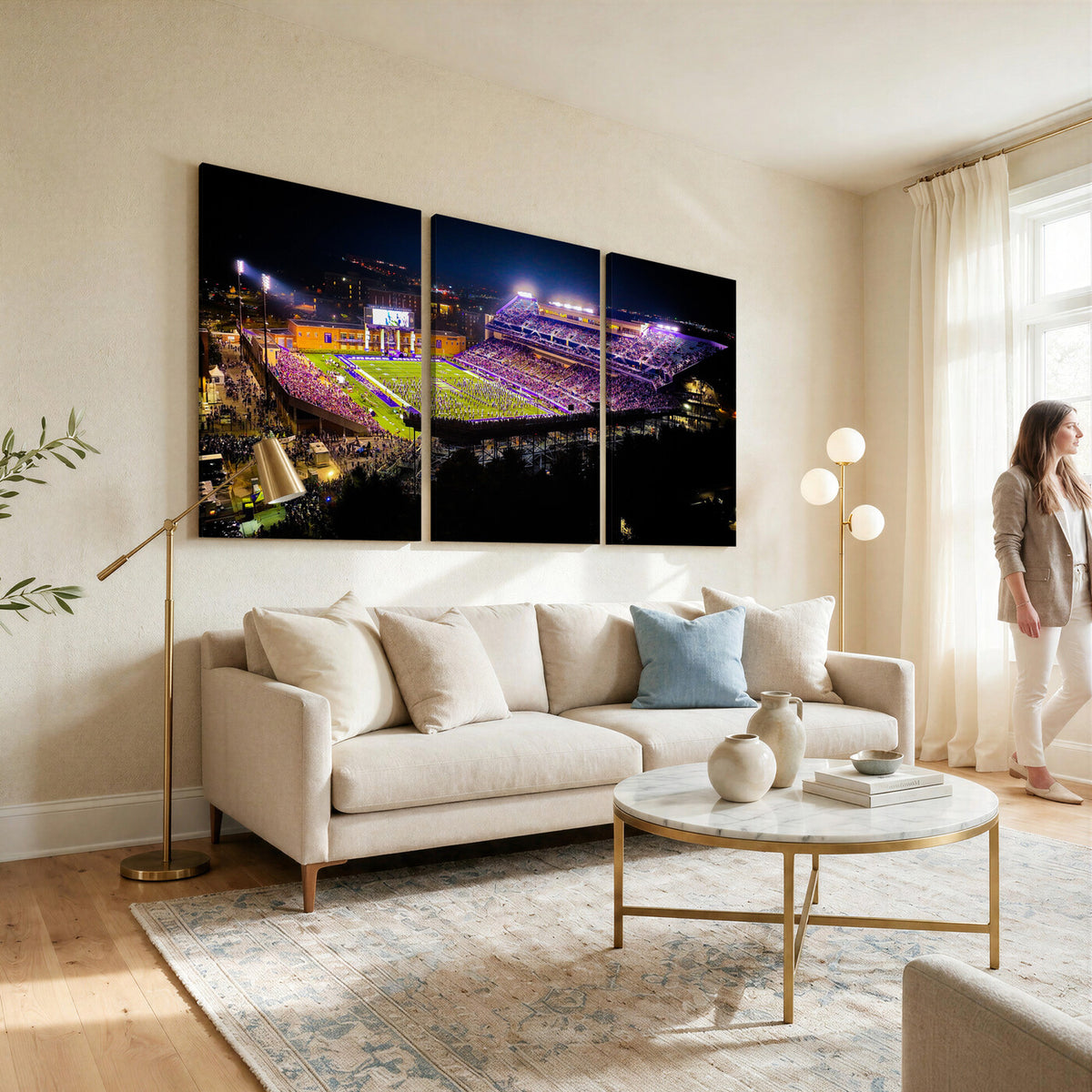 400867JMU2-MGV-CV-36X24 - JMU Stadium Wall Art Canvas Print for Game Room Decor - James Madison University Stadium