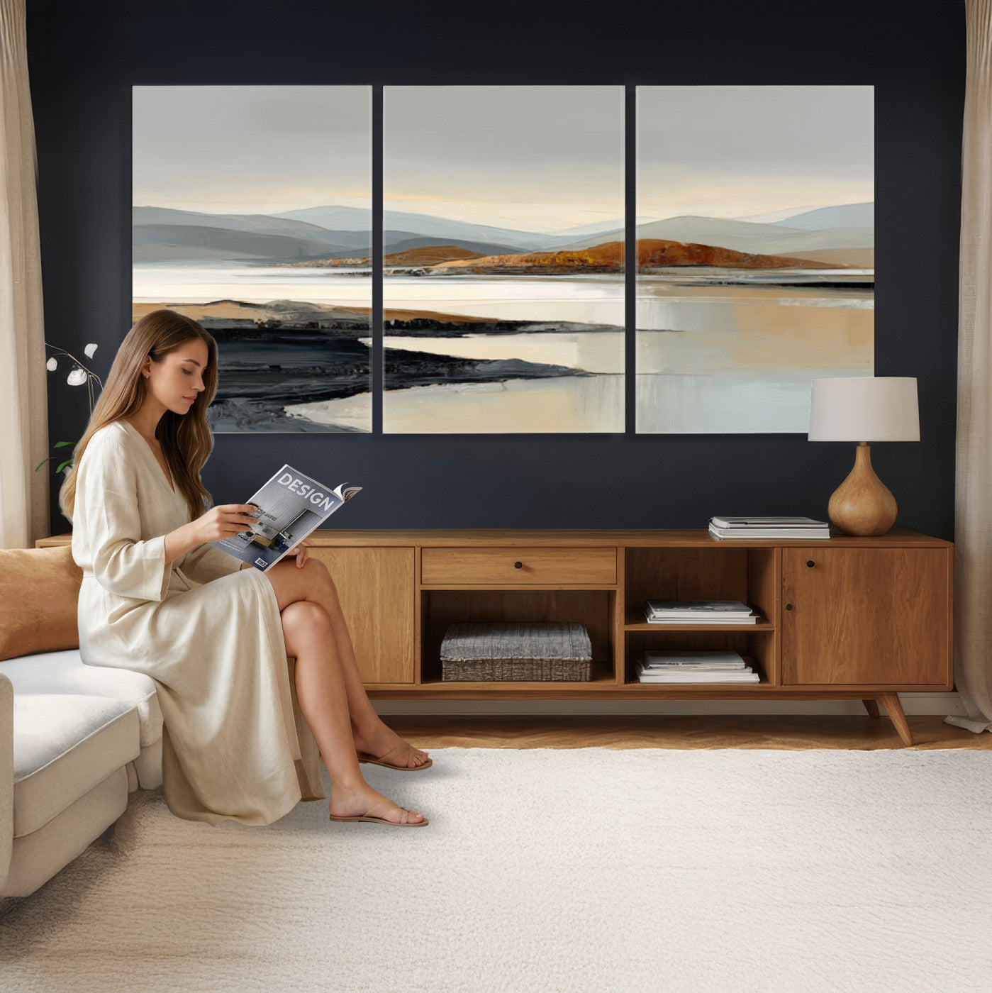 56450386-MGV-CV-36X24 - Modern Abstract Landscape Canvas Wall Art, Minimalist Nature Printing