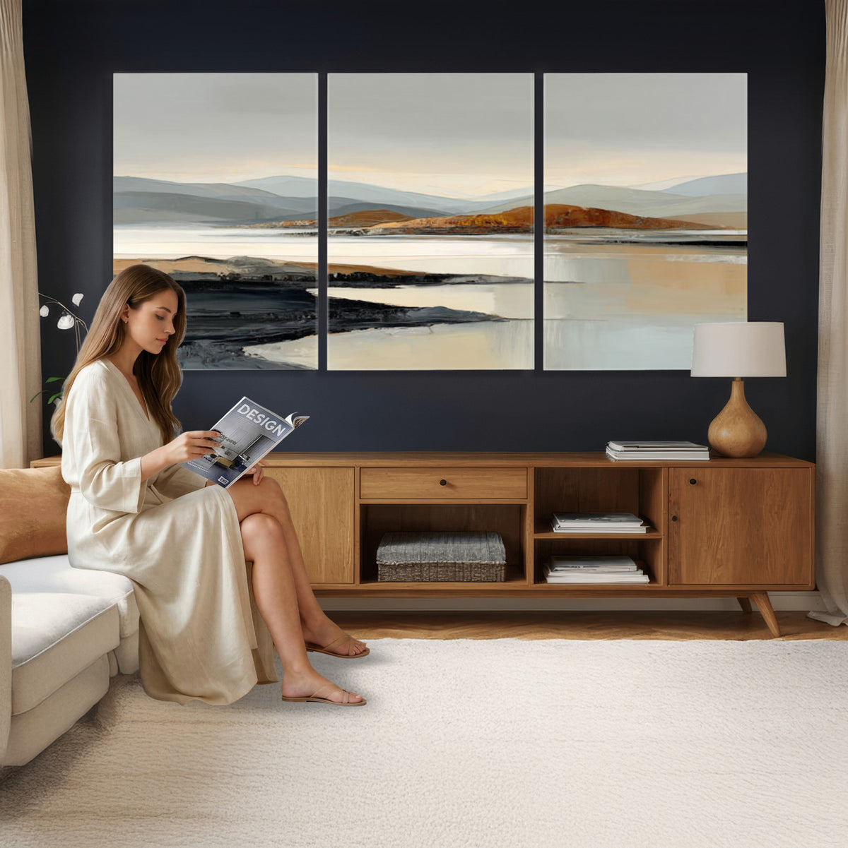 56450386-MGV-CV-36X24 - Modern Abstract Landscape Canvas Wall Art, Minimalist Nature Printing