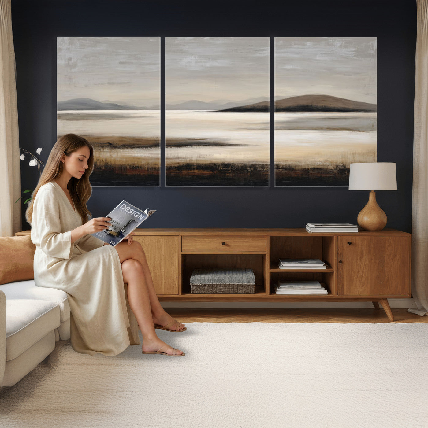 70892205-MGV-CV-36X24 - Modern Abstract Landscape Canvas Wall Art, Minimalist Nature Printing