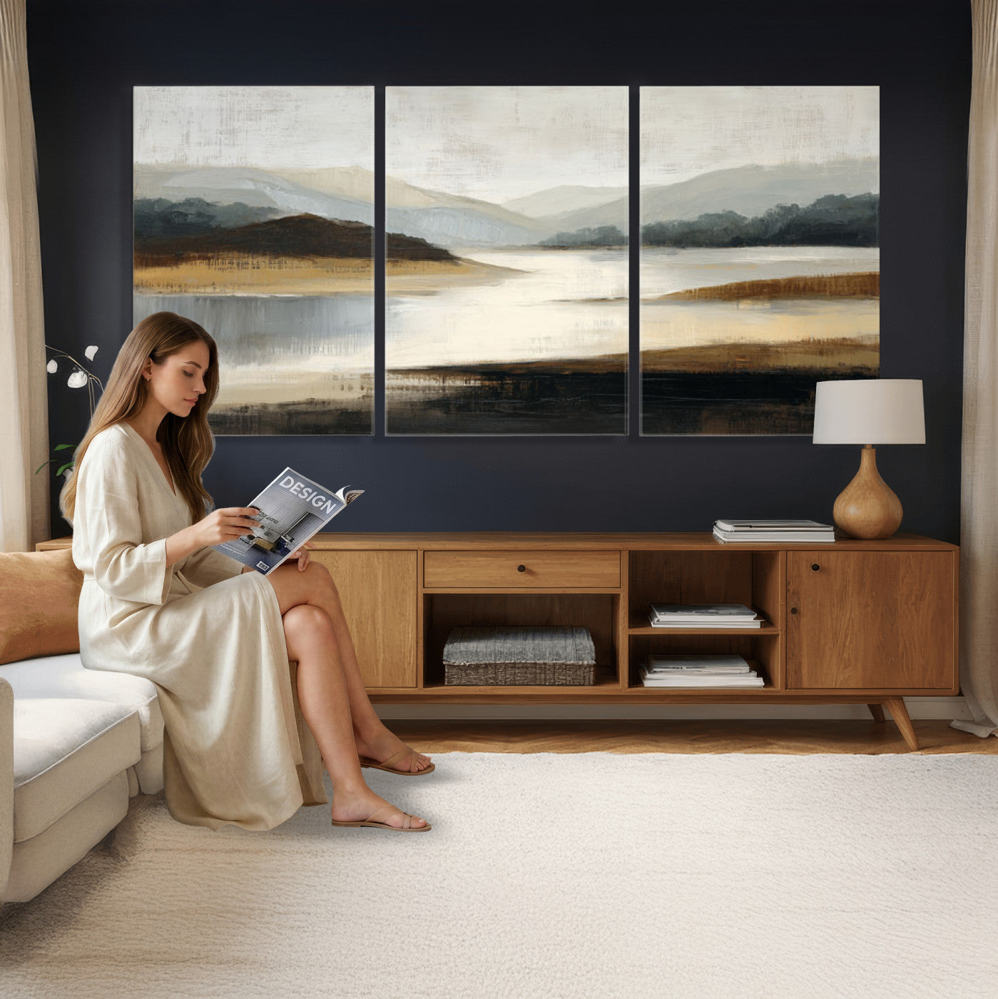 36730896-MGV-CV-36X24 - Modern Abstract Landscape Canvas Wall Art, Minimalist Nature Printing