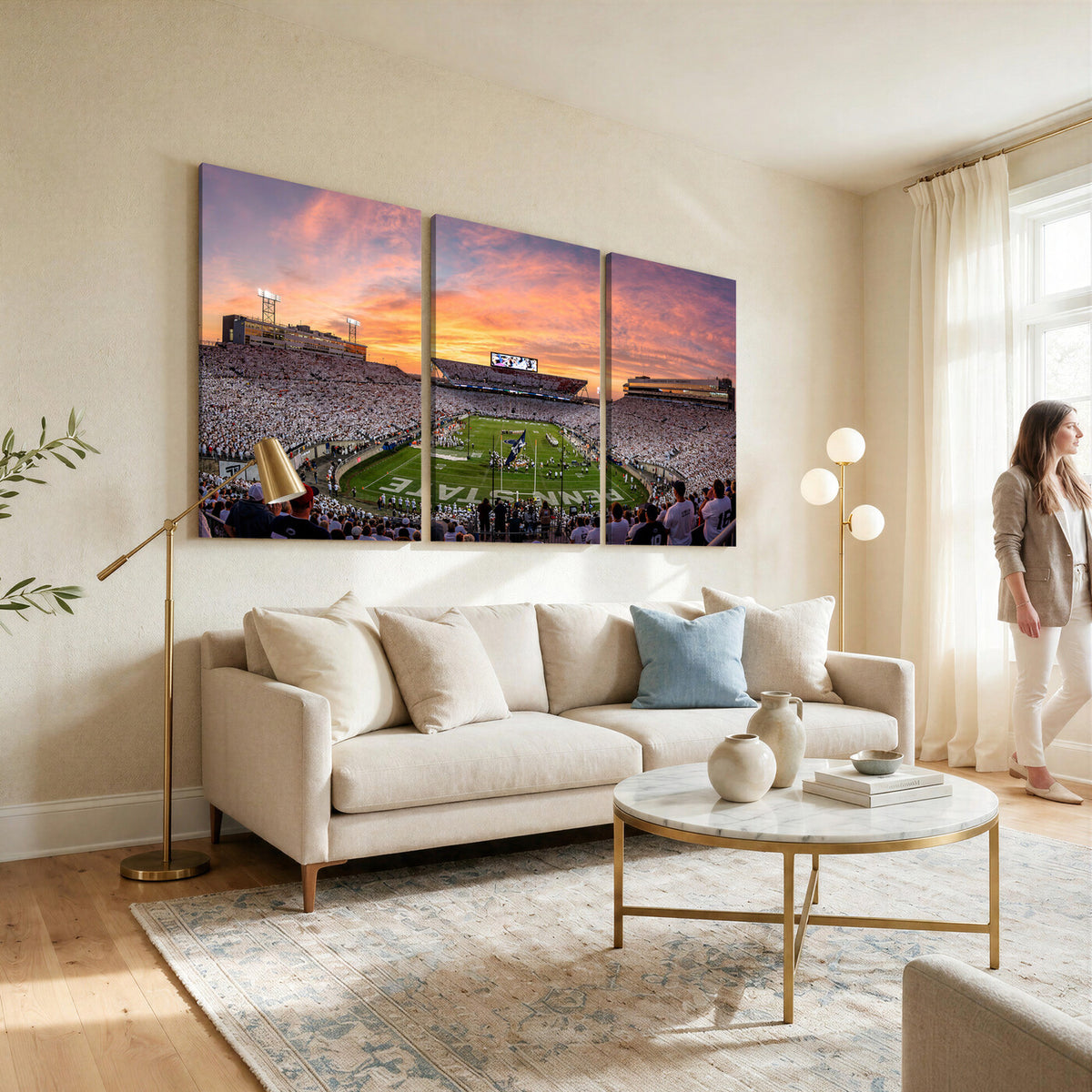 53161432-MGV-CV-36X24 - Framed Beaver Stadium Wall Art Canvas Print, Penn State Nittany Lions Wall Decor