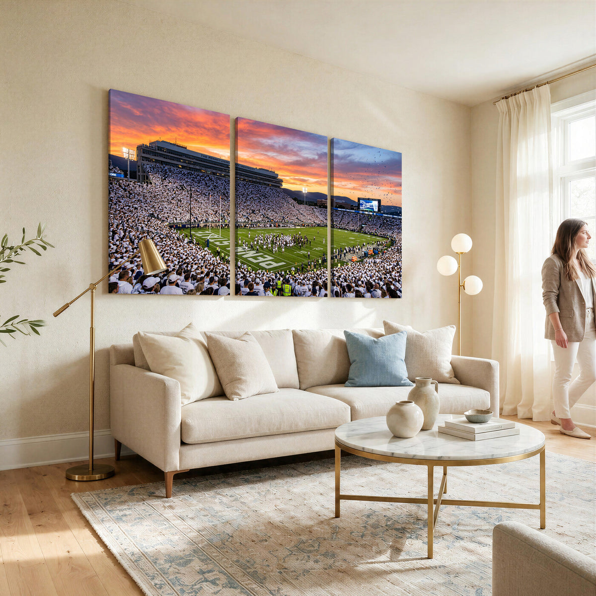 37057330-MGV-CV-36X24 - Panoramic Beaver Stadium Canvas Wall Art, Penn State Nittany Lions Stadium Print for Finished Basement