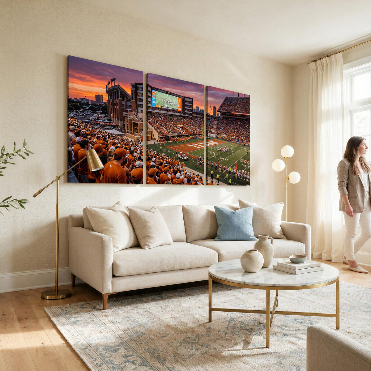 23743181-MGV-CV-36X24 - Texas Longhorns Wall Art Canvas Print, Texas Memorial Stadium in Austin Texas, Framed and Ready to Hang