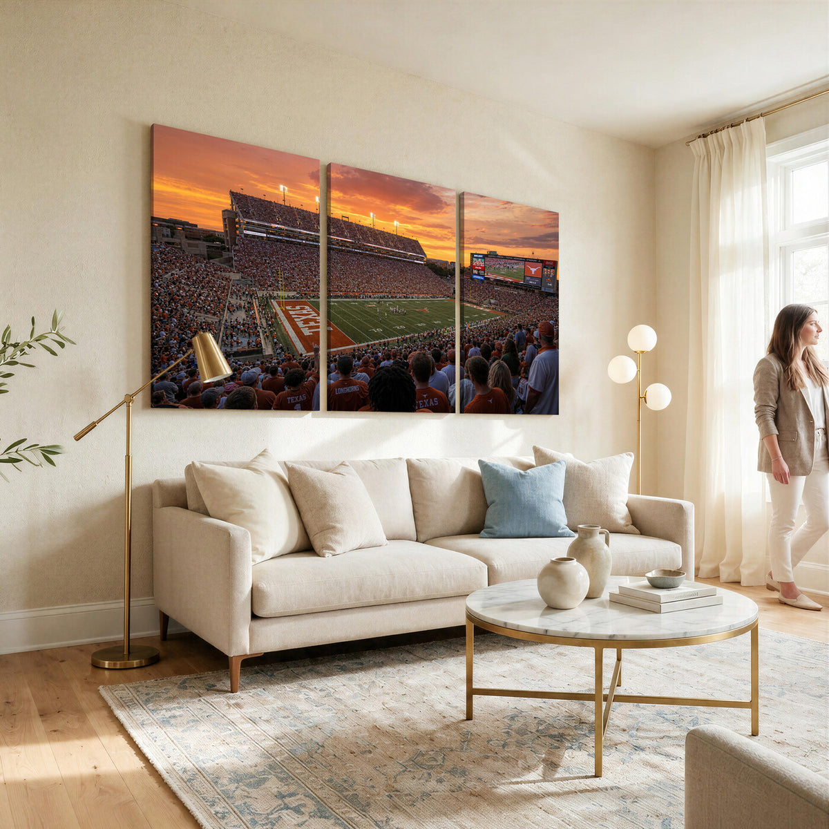 50466060-MGV-CV-36X24 - Extra Large Texas Memorial Stadium Canvas Wall Art, Texas Longhorns College Football Print for Home Bar