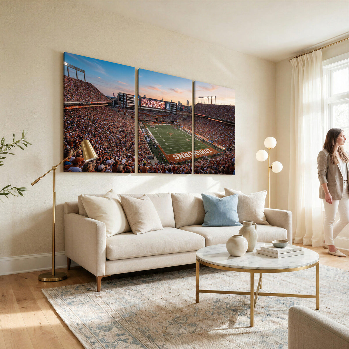 41187139-MGV-CV-36X24 - Texas Memorial Stadium Canvas Wall Art, Austin College Football Print for Sports Den Decor
