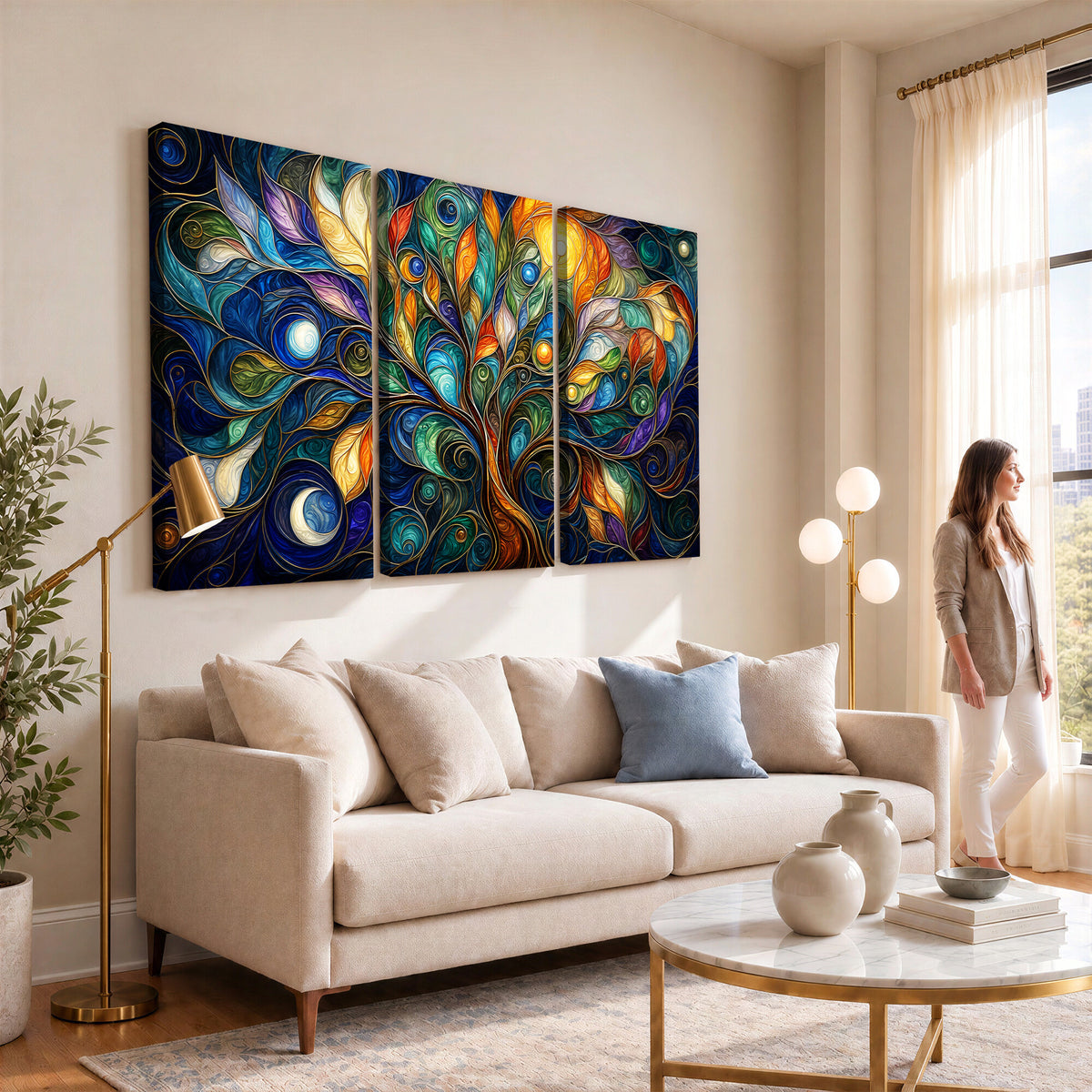60127105-MGV-CV-36X24 - Psychedelic Tree Of Life Wall Art - Vibrant Swirl Cosmic Nature Decor