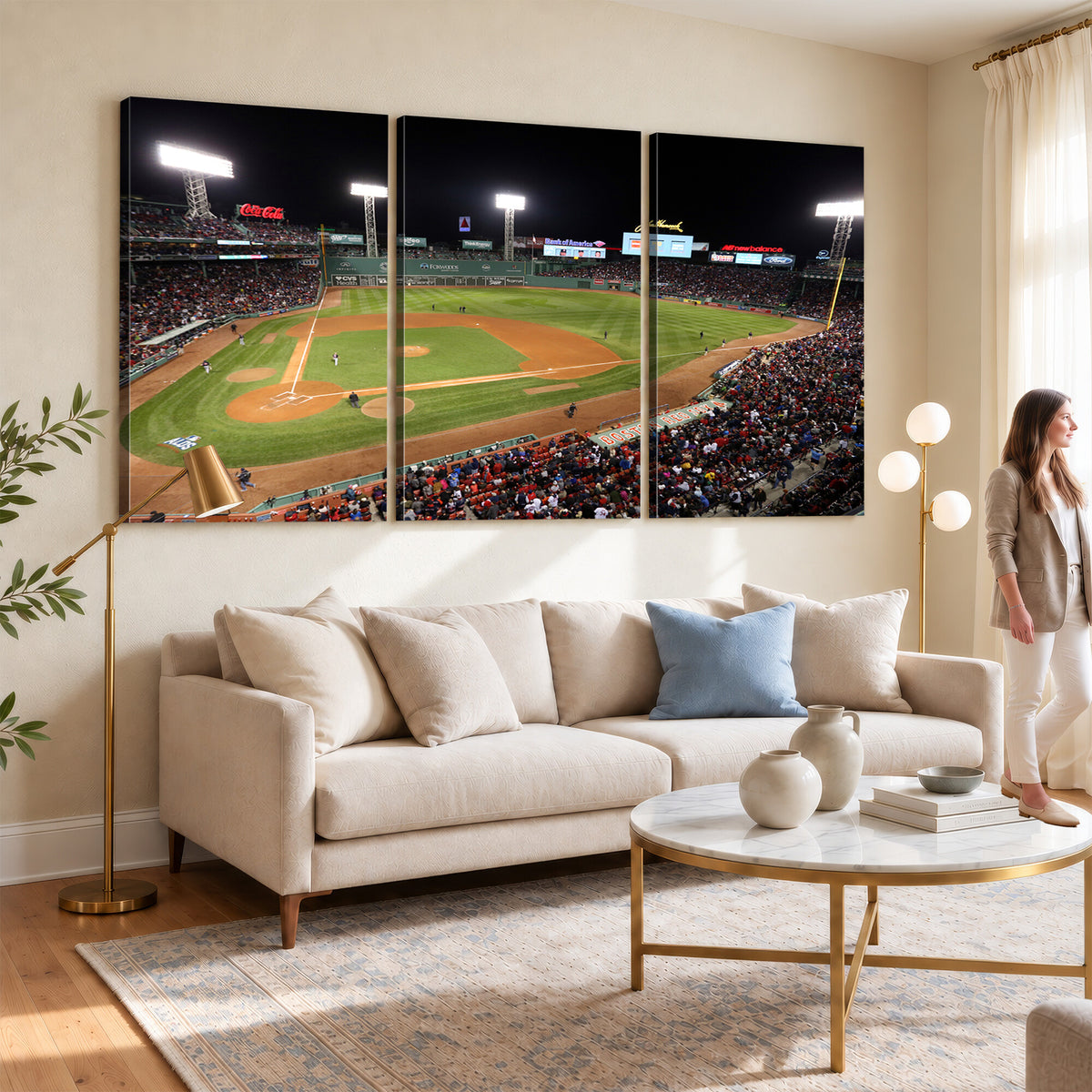 86945D-MGV-CV-36X24 - Fenway Park Boston Red Sox Baseball Stadium Wall Art Canvas Print for Gift Baseball Lover MLB Wall Art College Dorm Wall Decor Baseball Gift
