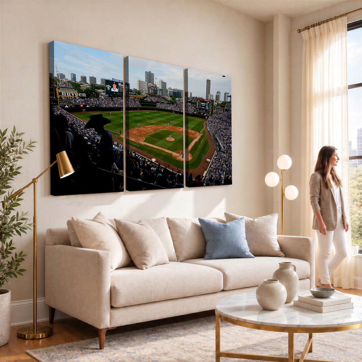 34859D-MGV-CV-36X24 - Chicago Cubs Baseball Team Print - Wrigley Field Stadium