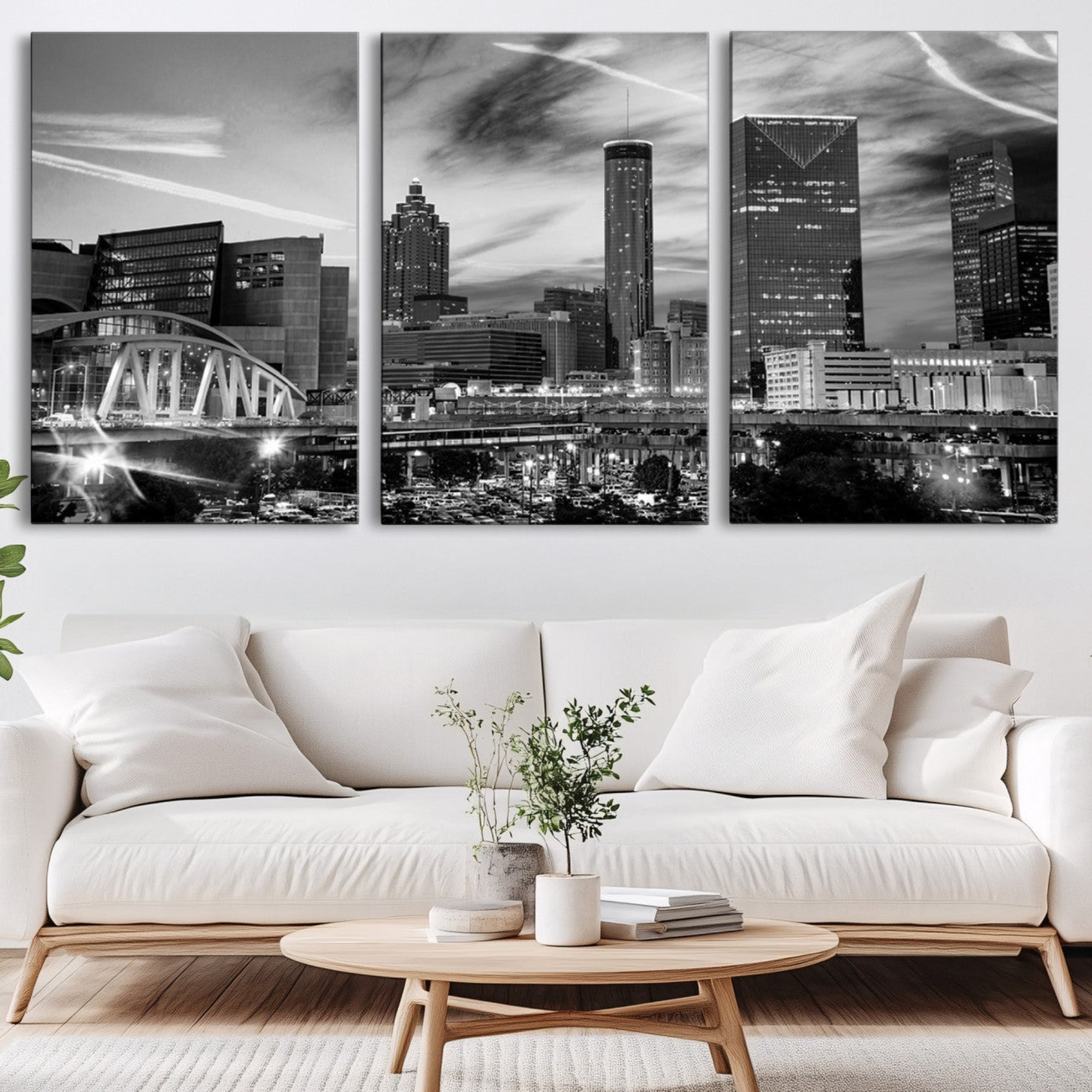 34800-MGV-CV-36X24-Black and White Atlanta Wall Art Canvas Print