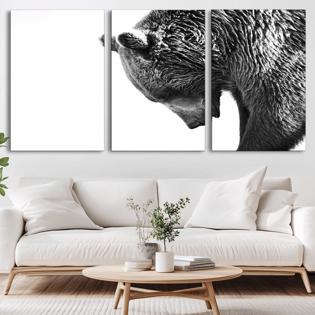 Black and White Grizzly 399 Bear Canvas Print Wall Art | Large Wildlife Canvas