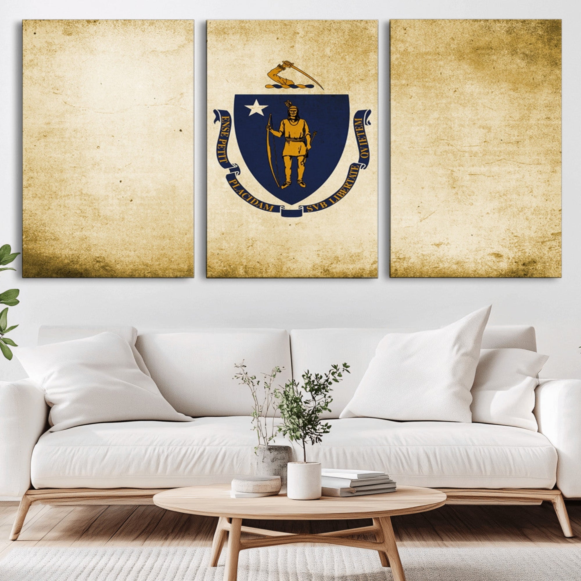 37316-MGV-CV-36X24-Massachusetts Flag Wall Art Canvas Print