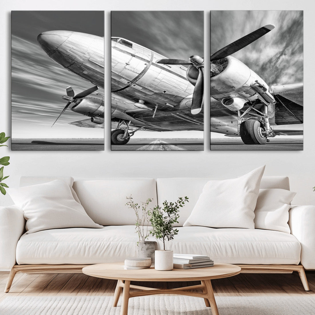 Vintage Airplane on Runway Canvas Print