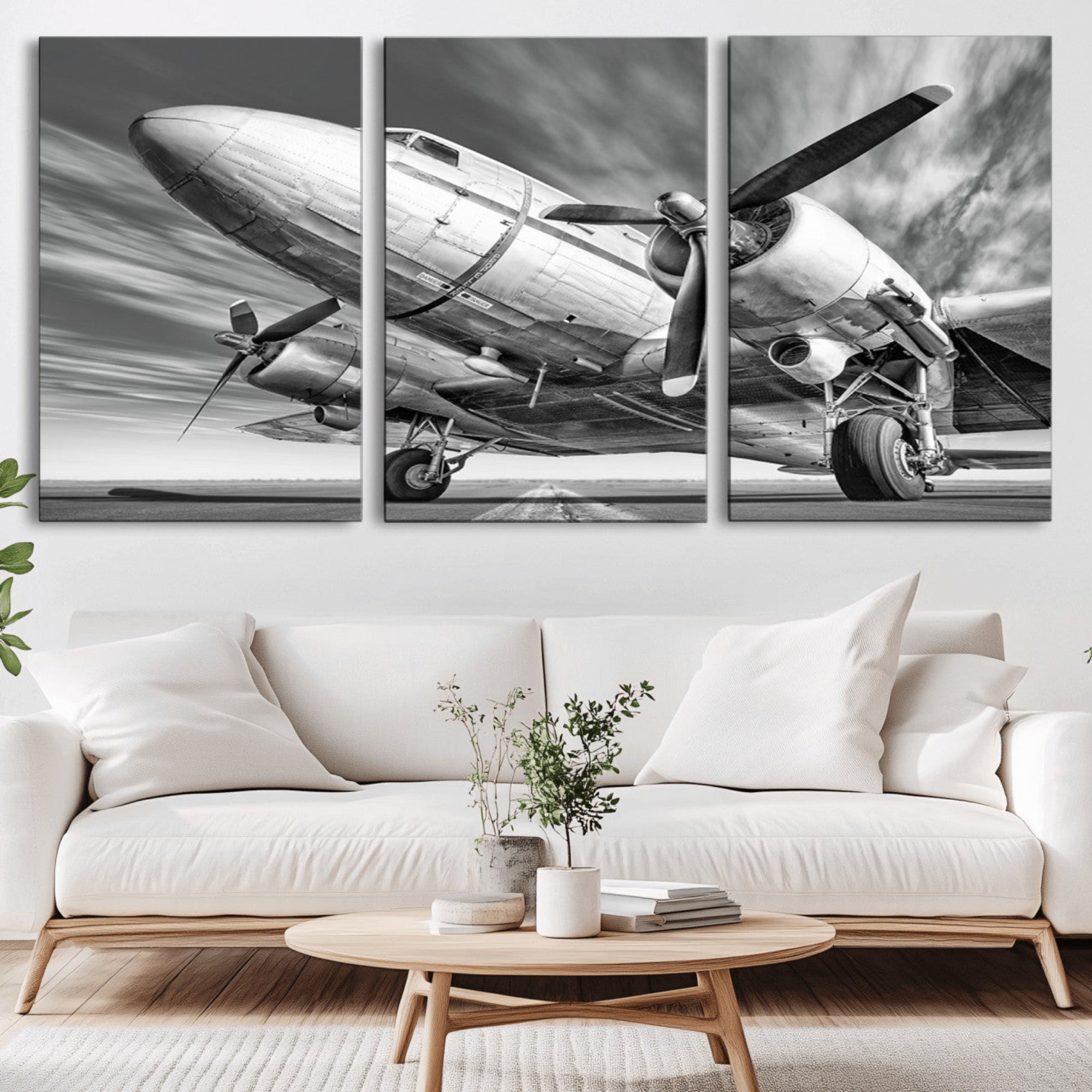 82744-MGV-CV-36X24-Vintage Airplane on Runway Canvas Print