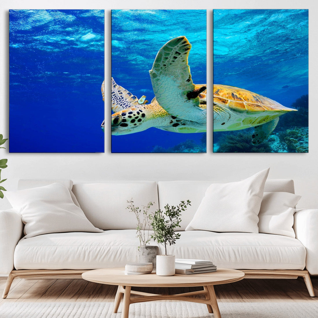 Sea Turtle Wall Art Canvas Print, Sea Life in the Ocean Wall Art
