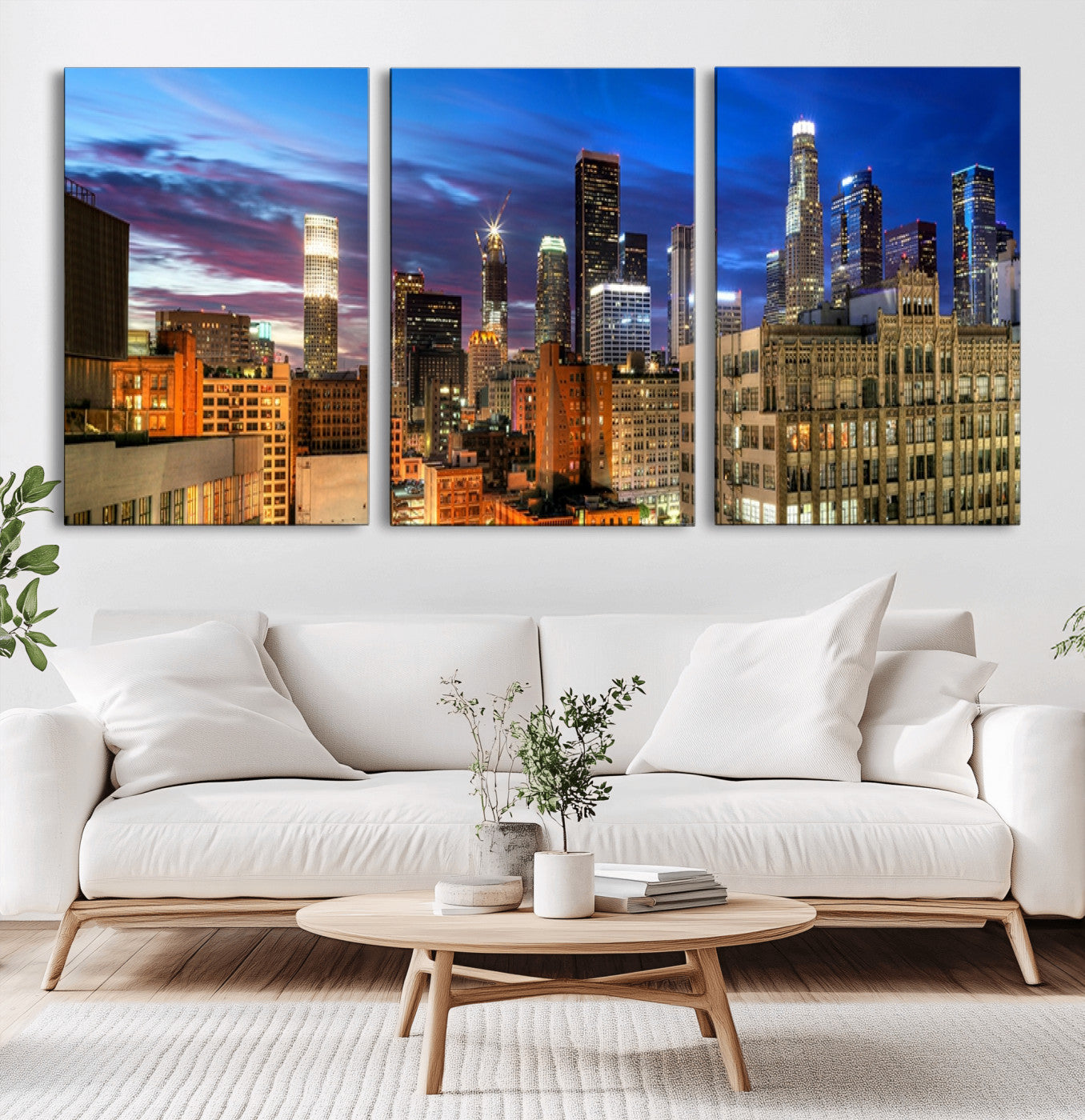 39051-MGV-CV-60X30-3P-Los Angeles Night Wall Art Canvas Print