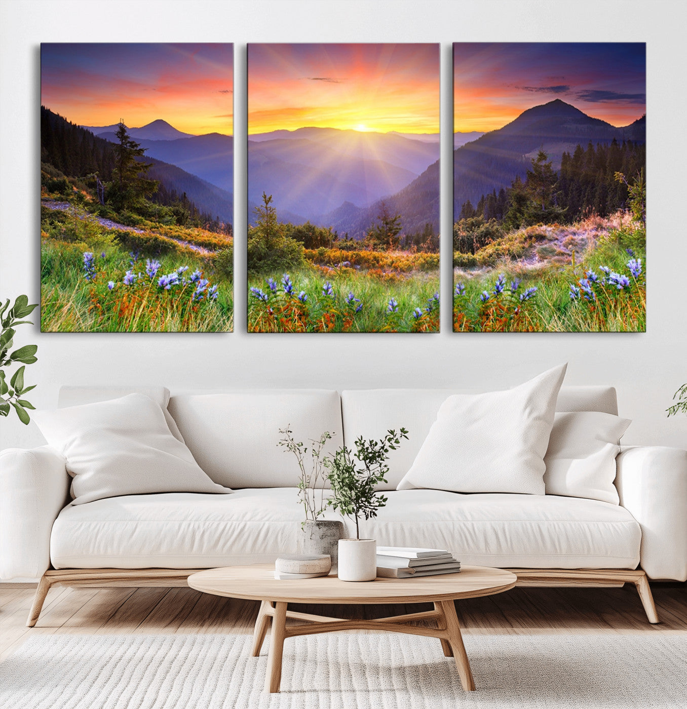 MGV-CV-60X30-3P - Mountain and Spring Wall Art Canvas Print