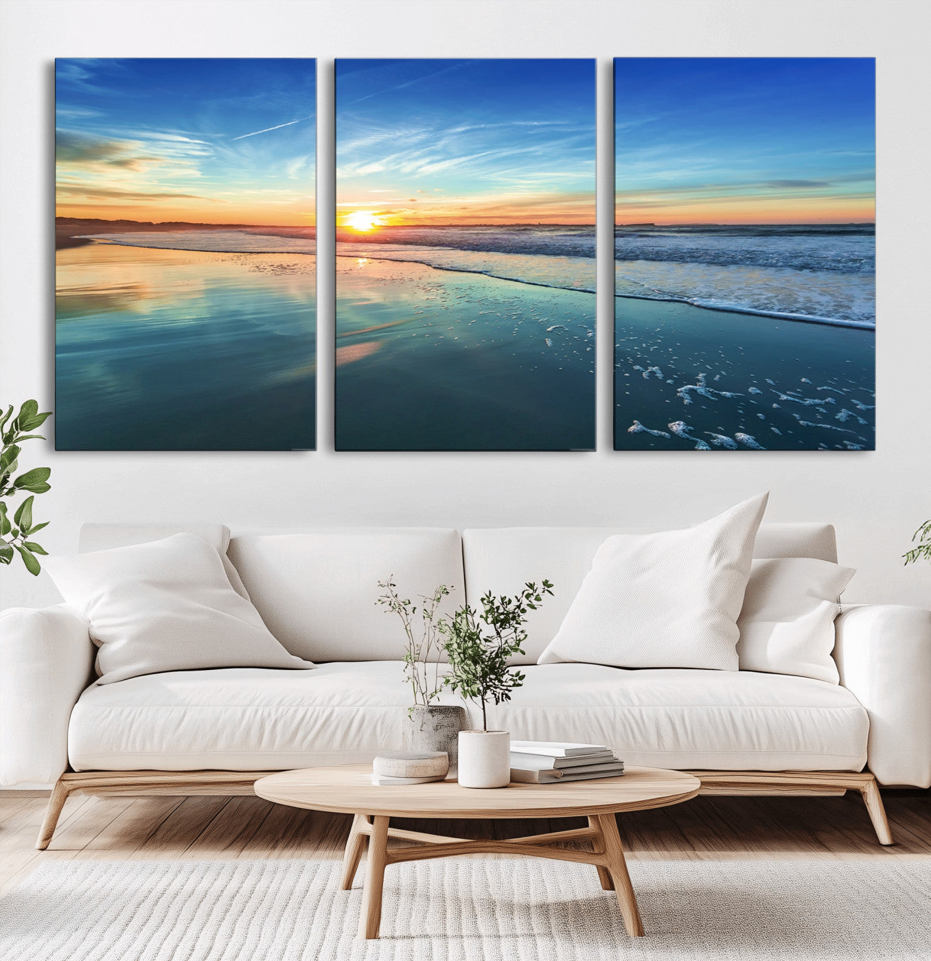 MGV-CV-60X30-3P - Blue Sky and Beach Wall Art Canvas Print