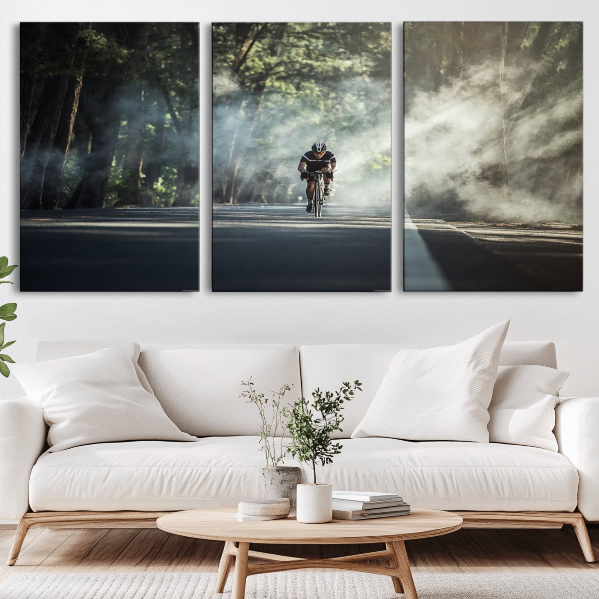 60298-MGV-CV-36X24-Cycling Road Bike in the Morning, Cycling Road Bike Canvas Print
