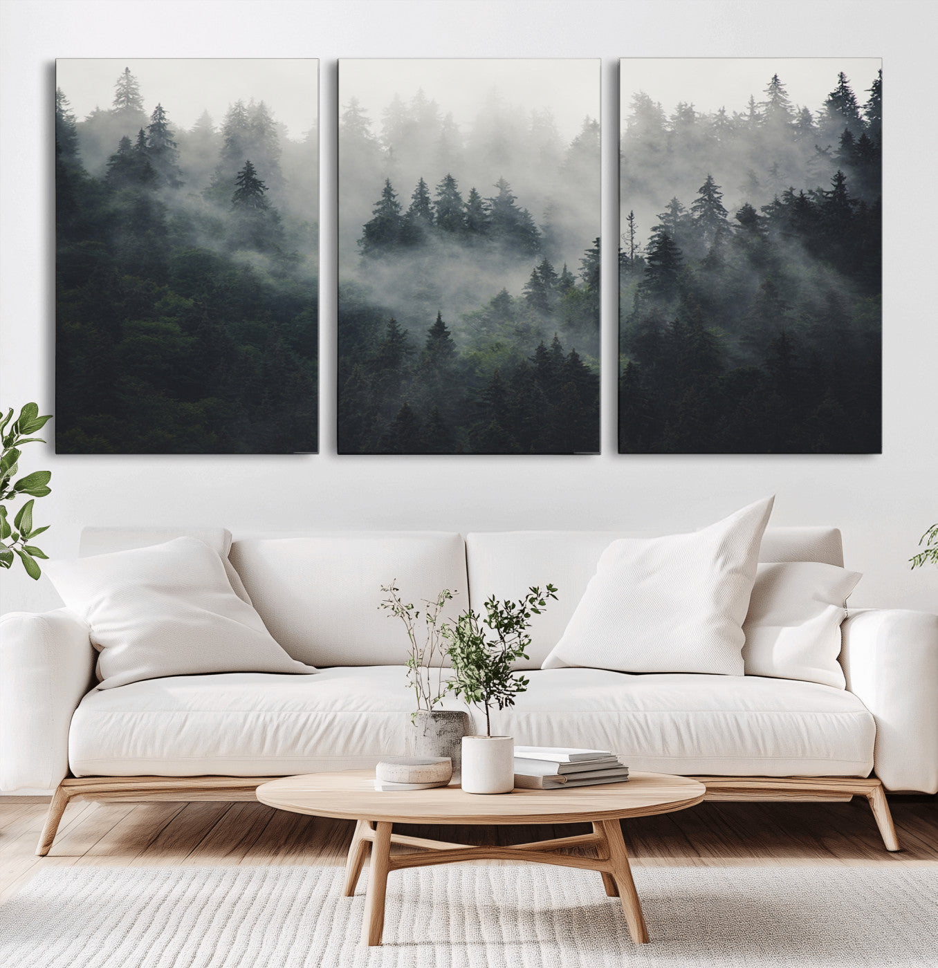MGV-CV-60X30-3P - Nature Wall Decor - Serene Triptych Nature Print – Woodland Landscape Decor for Living Room or
