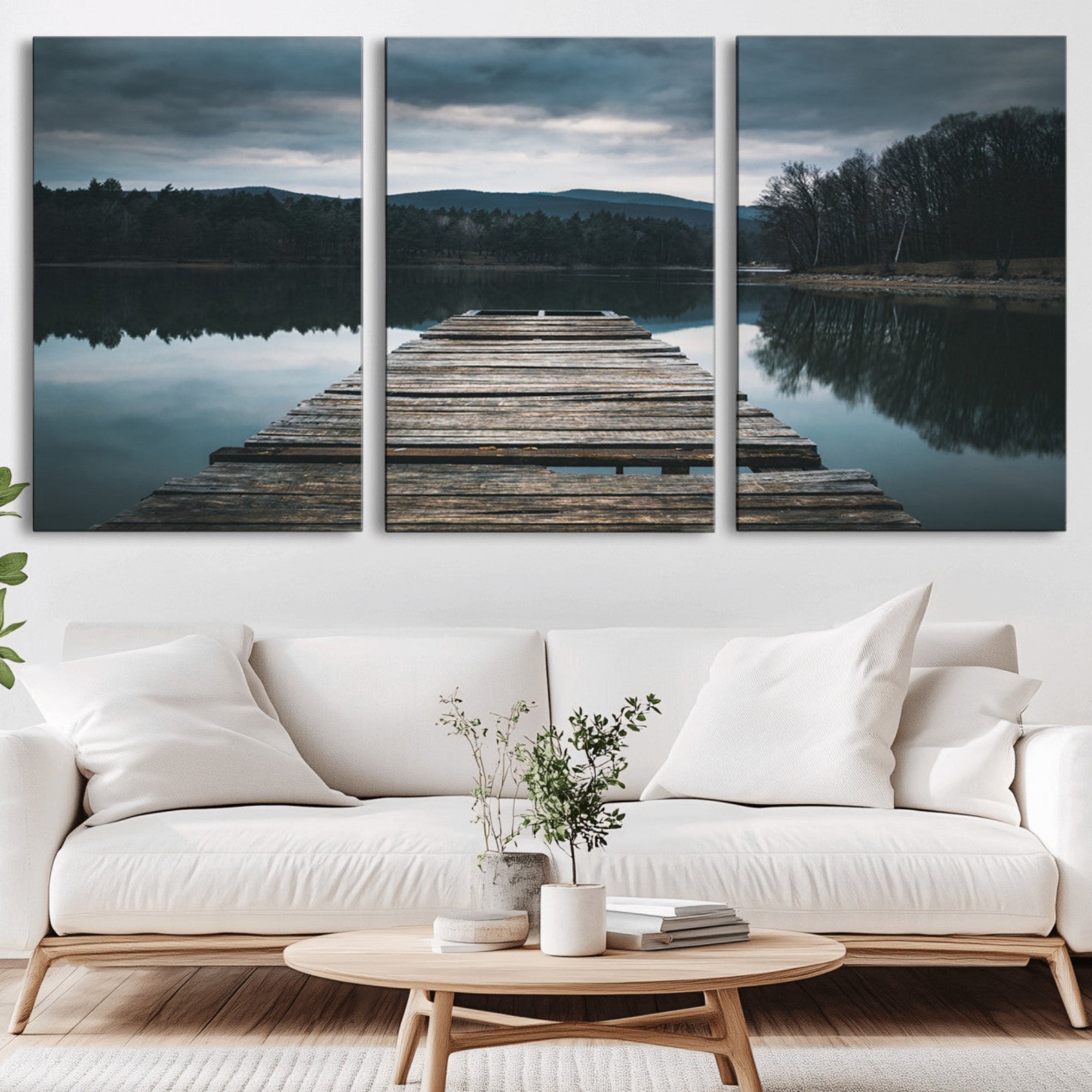 65946-MGV-CV-36X24-Wooden Bridge Near Lake Wall Art Canvas Print