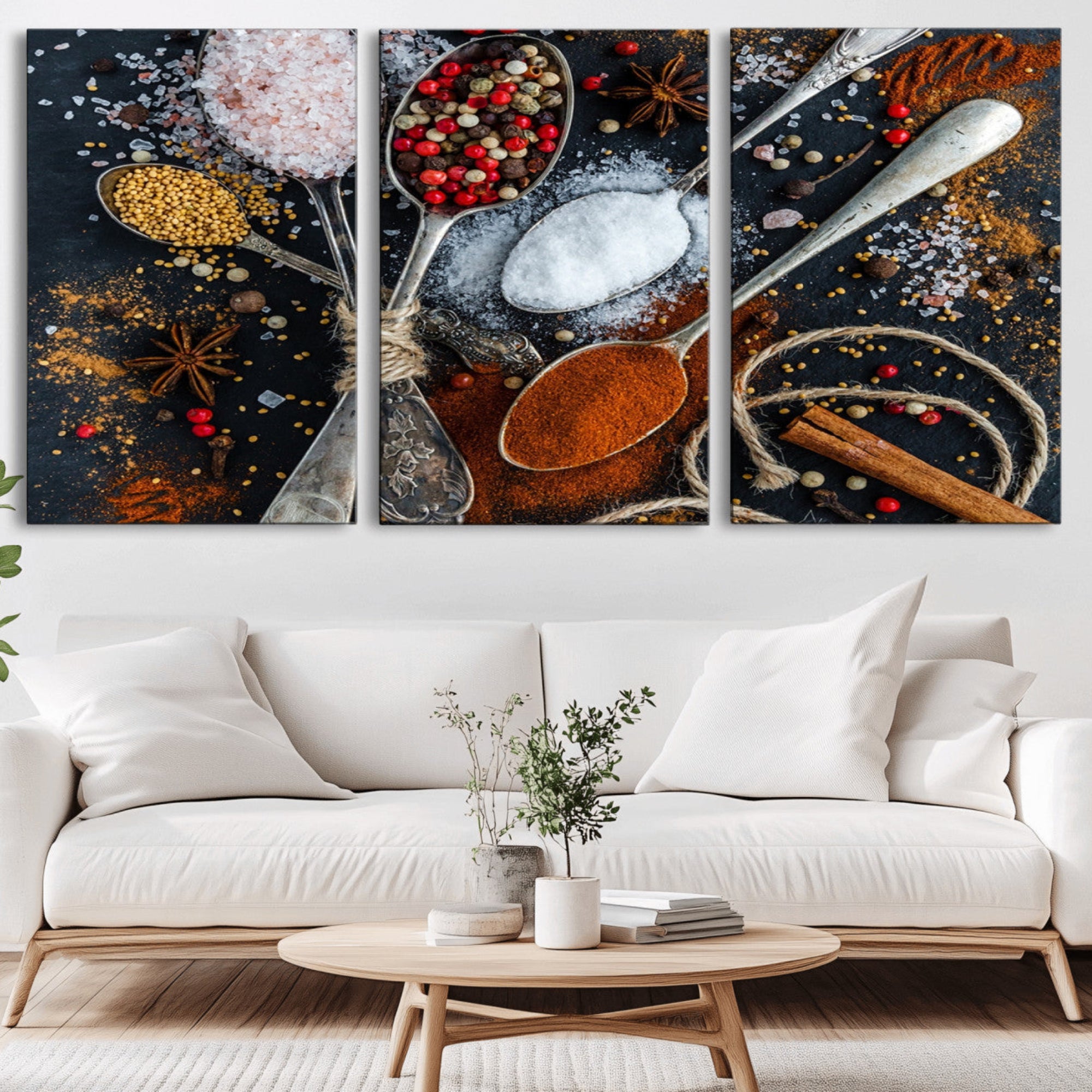 88449-MGV-CV-36X24-Spices and Seasonings Canvas Wall Art – Colorful Triptych Kitchen Decor – Culinary Art for Dining