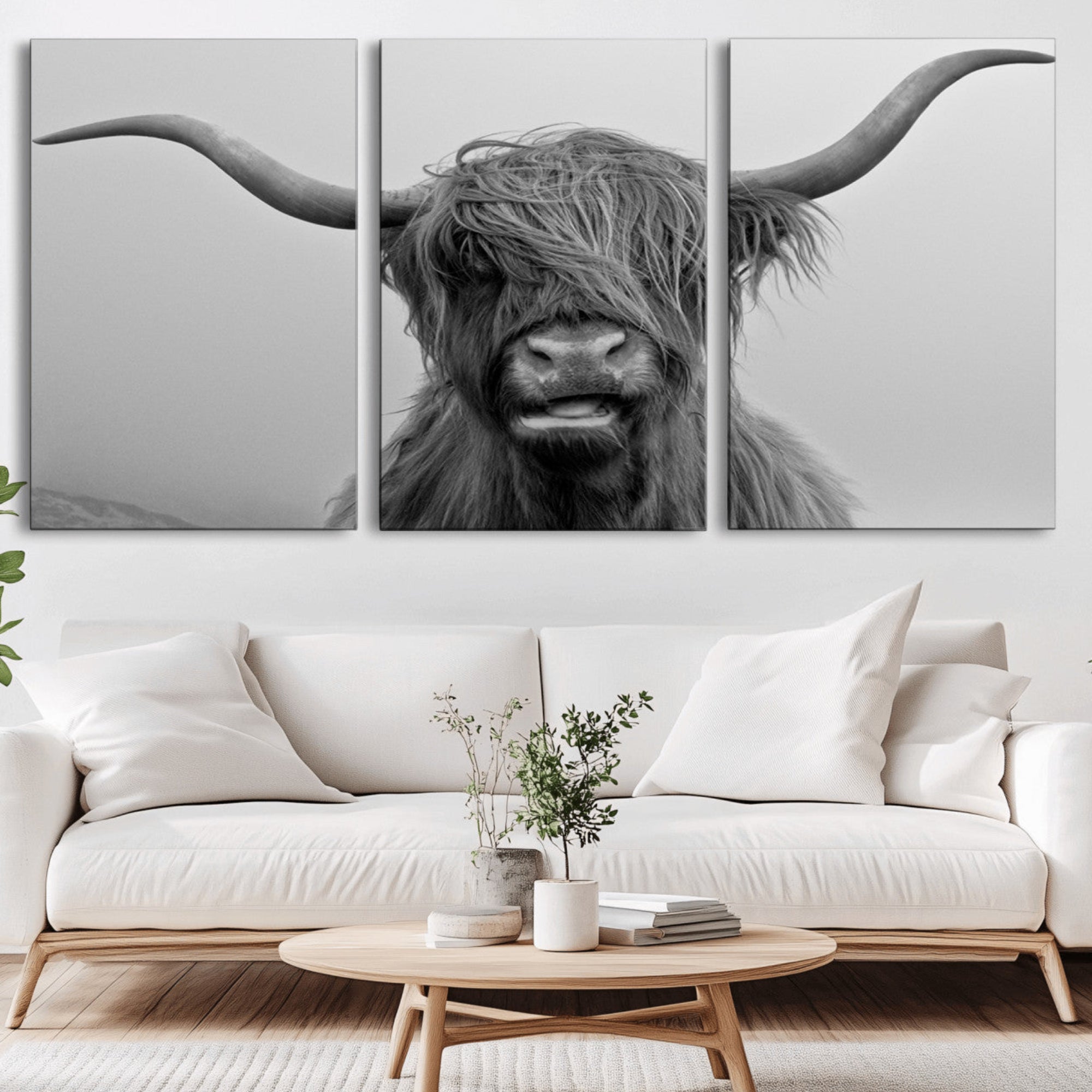 50834-MGV-CV-36X24-Texas Cow Wall Art Canvas, Texas Longhorn Cattle Canvas Print