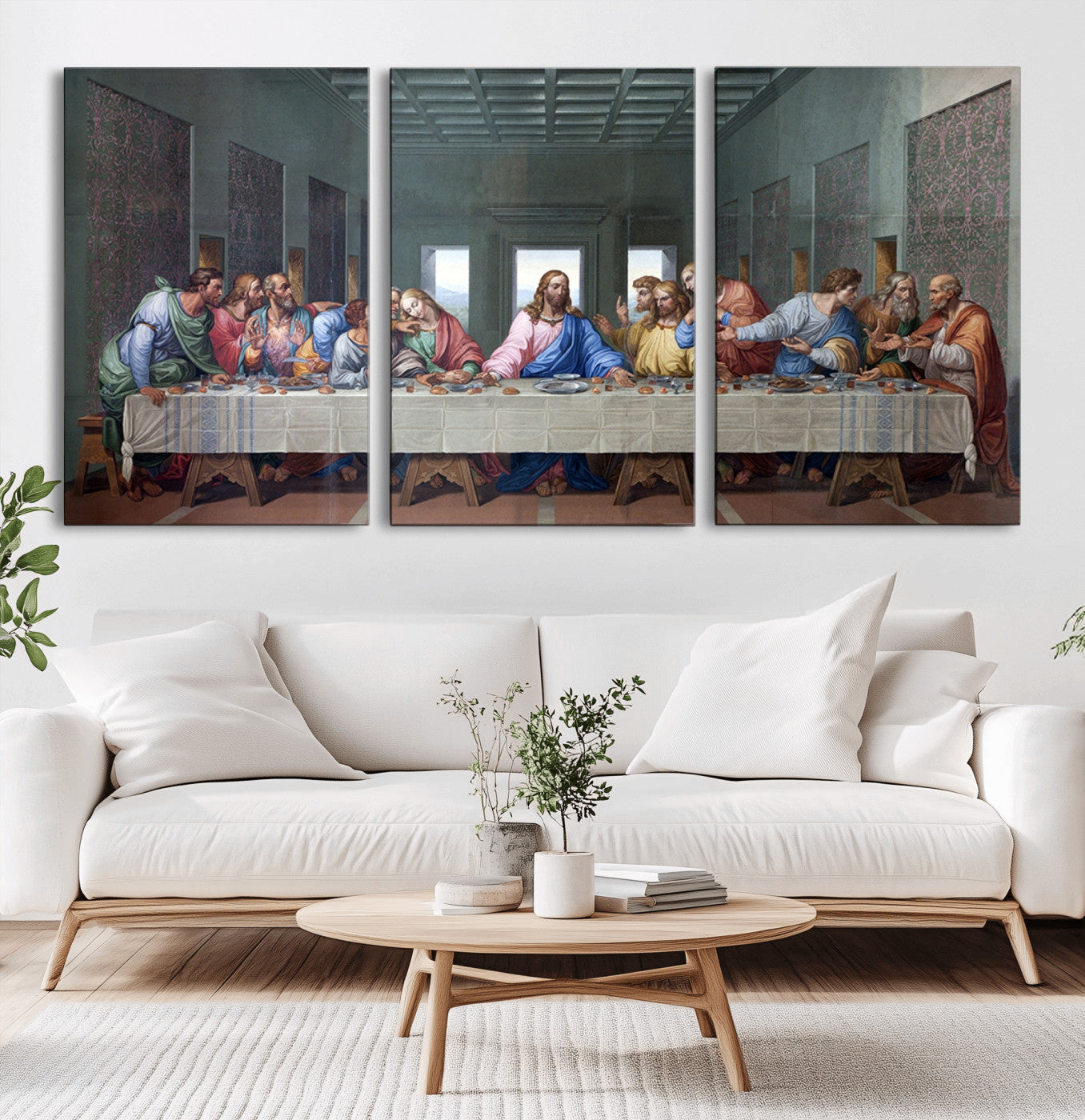 30401-MGV-CV-60X30-3P-The Last Supper Multi Panel Canvas Wall Art