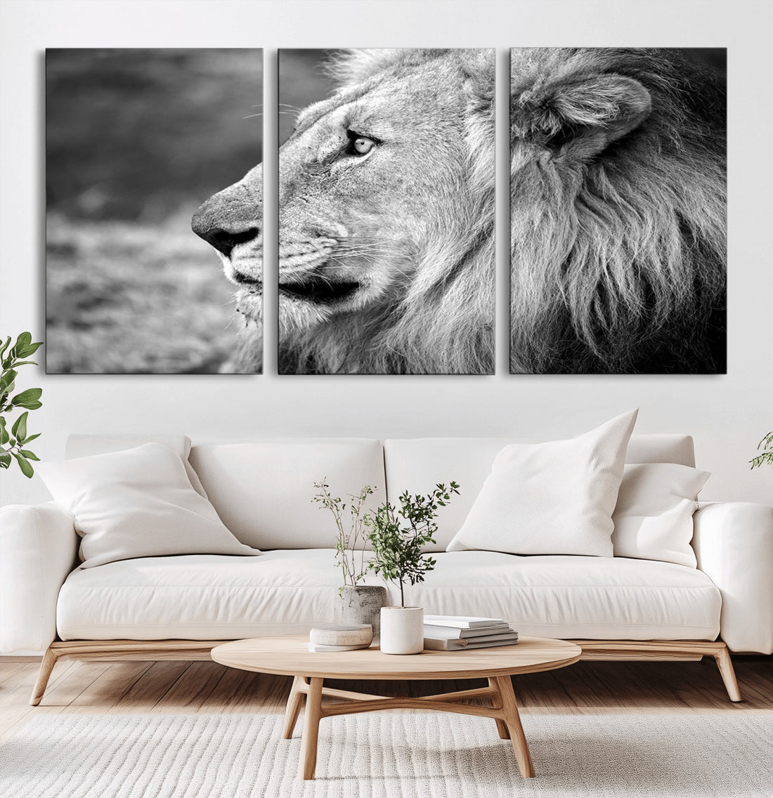 Lion Wall Art Canvas Print | Framed Majestic Wildlife Portrait