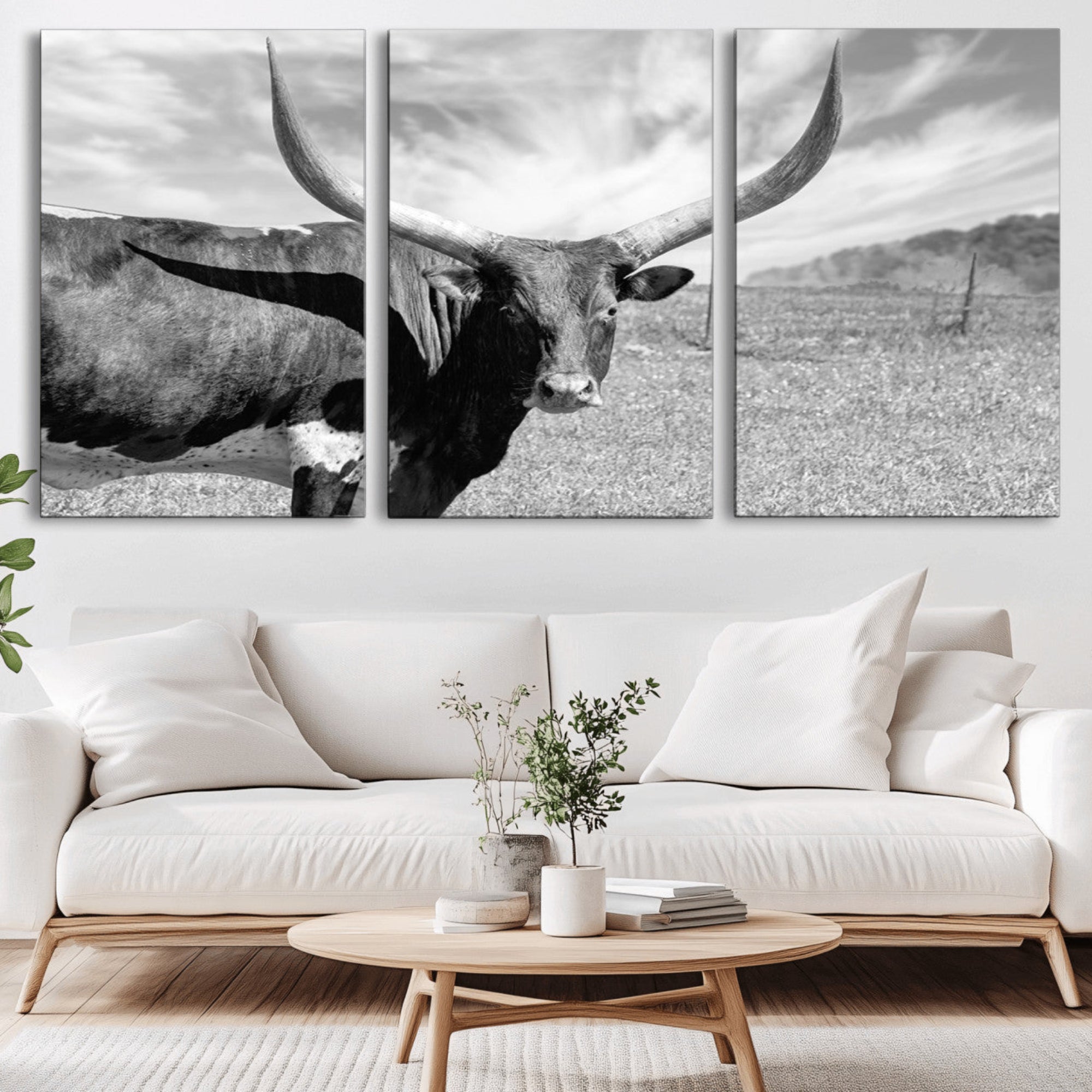 30017-MGV-CV-36X24-Cattle Wall Art Longhorn Cow Canvas Print