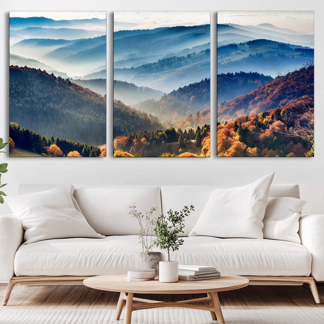 Mountains Forest Autumn Wall Art Canvas Print
