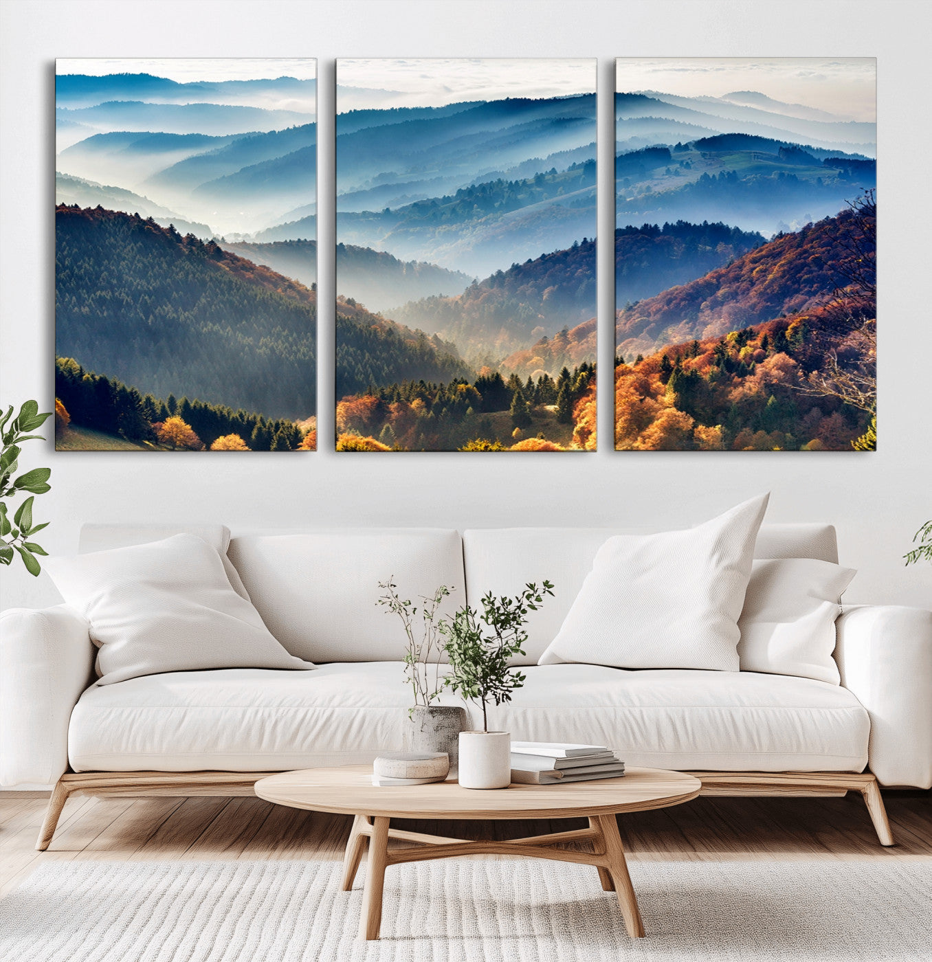 MGV-CV-60X30-3P - Mountains Forest Autumn Wall Art Canvas Print